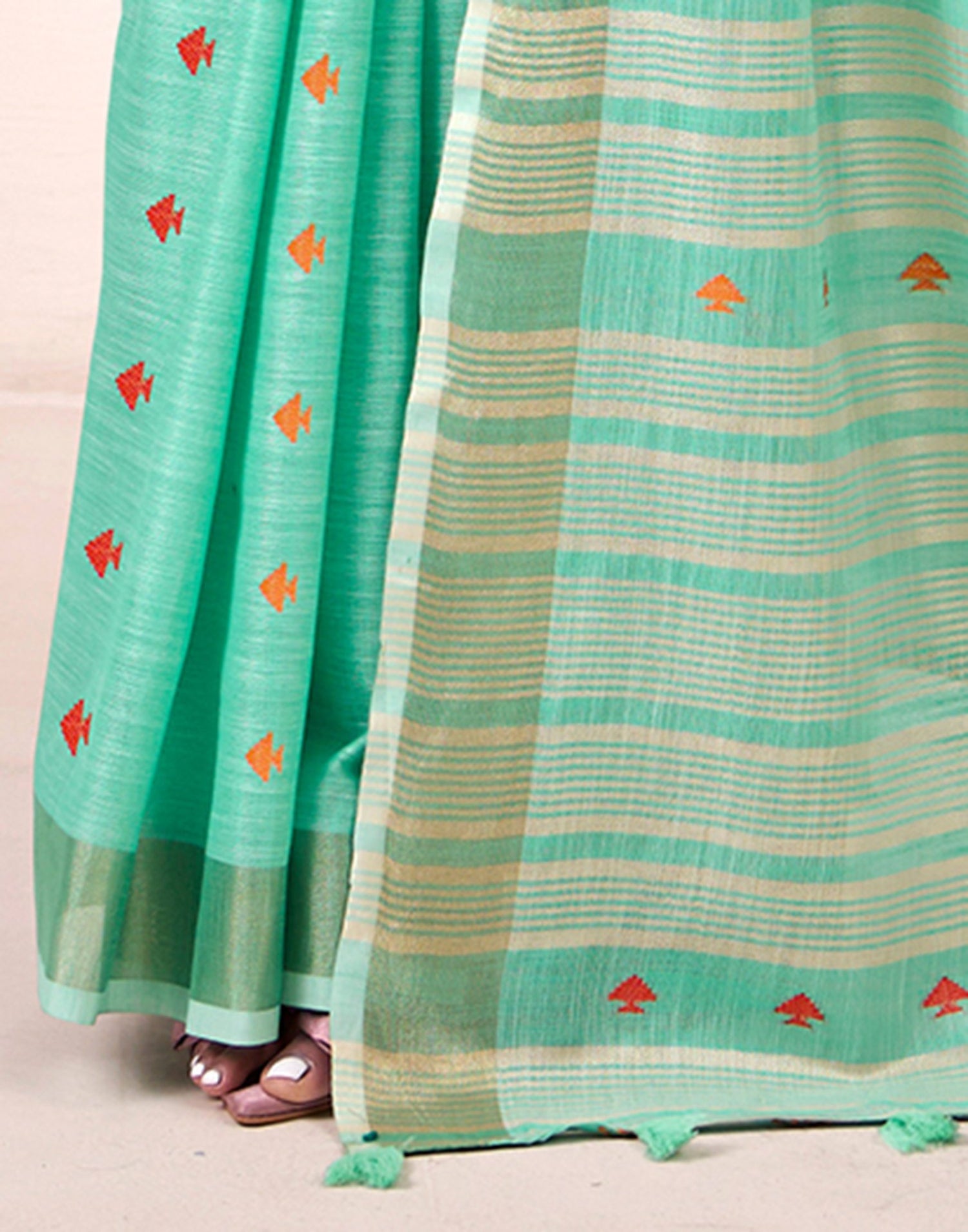 Sea Green Silk Woven Saree
