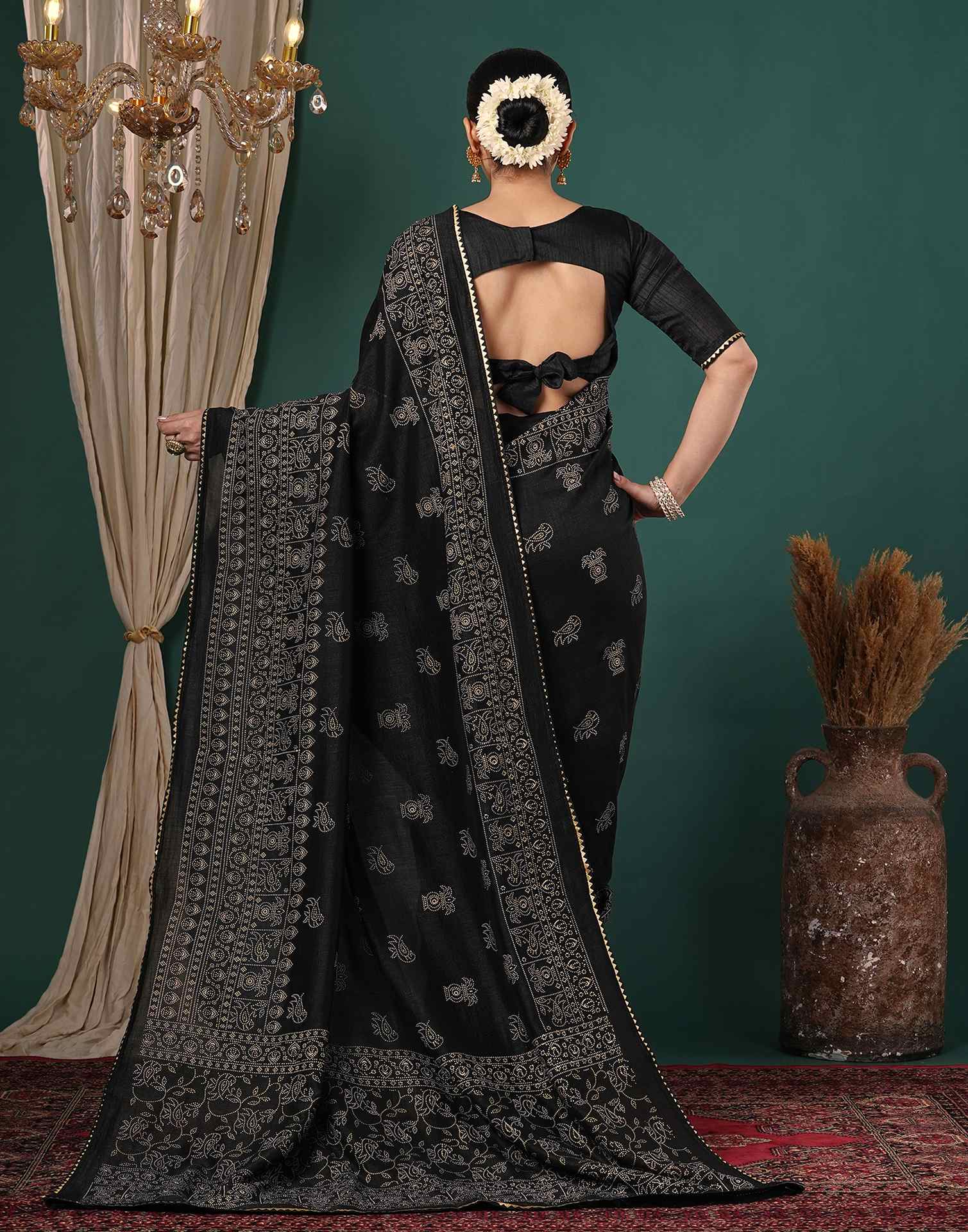 Black Silk Printed Saree