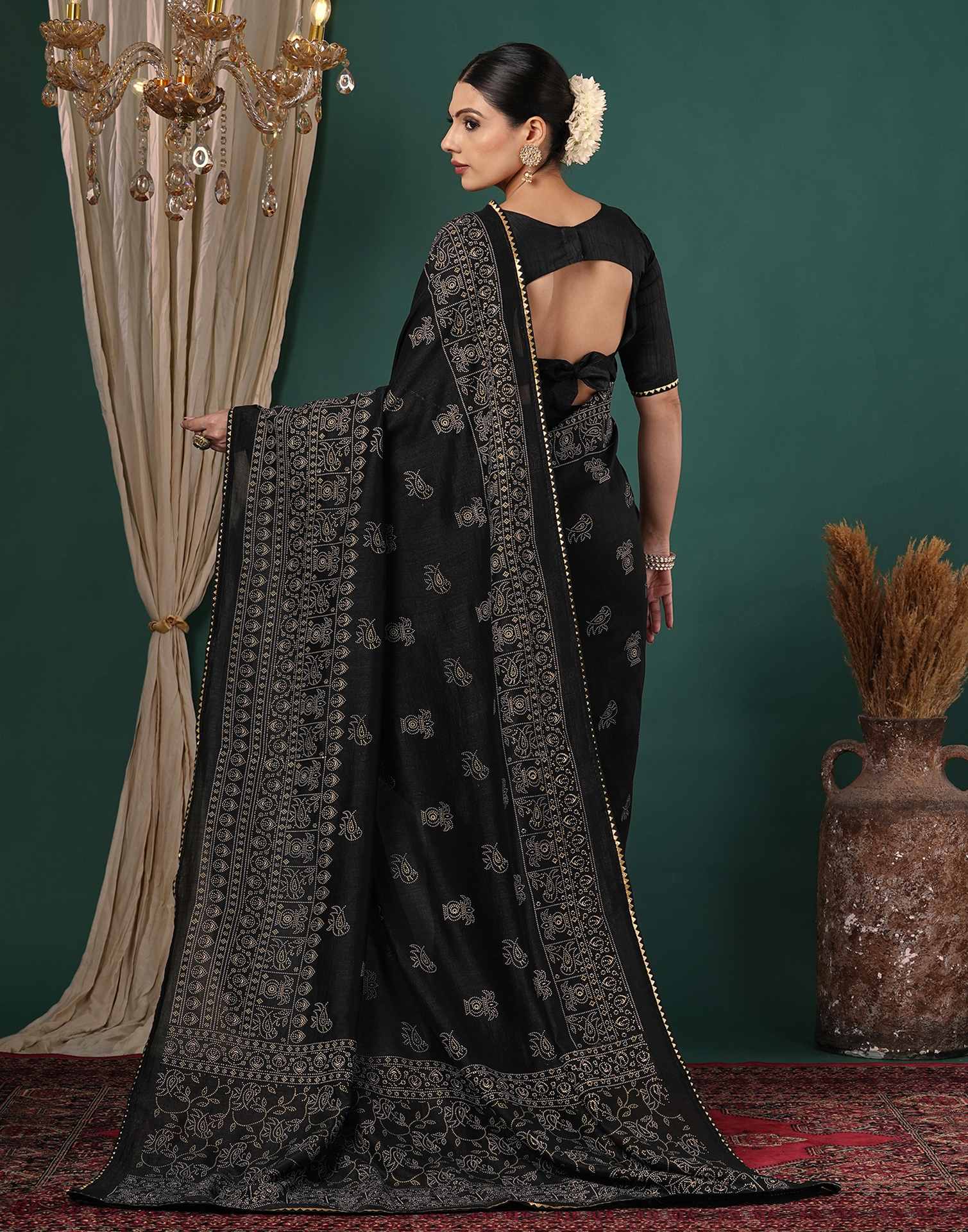 Black Silk Printed Saree