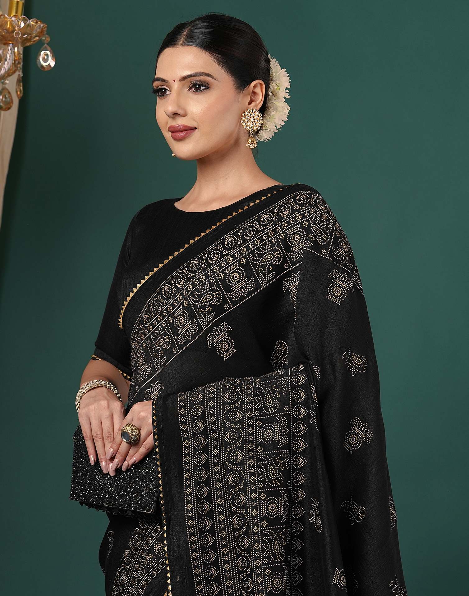 Black Silk Printed Saree