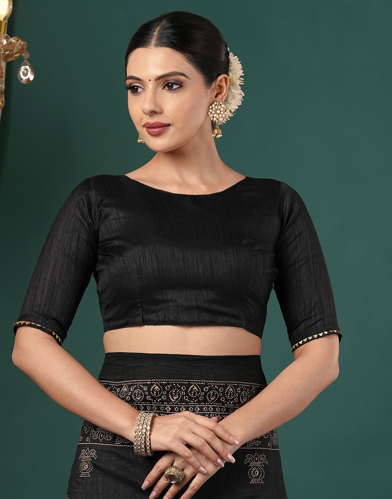 Black Silk Printed Saree