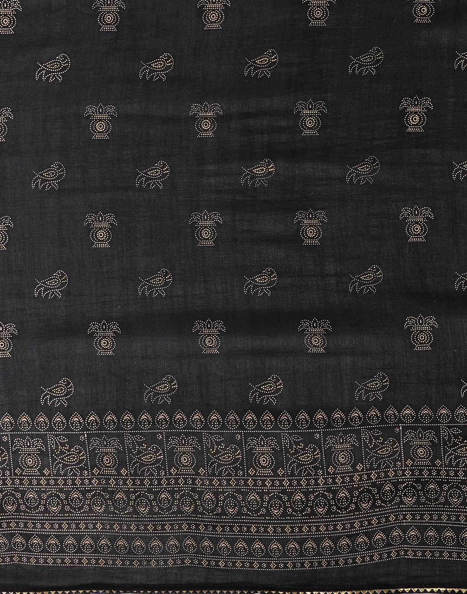 Black Silk Printed Saree