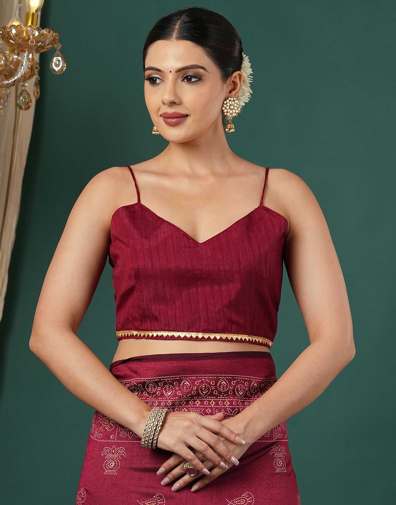 Maroon Silk Printed Saree