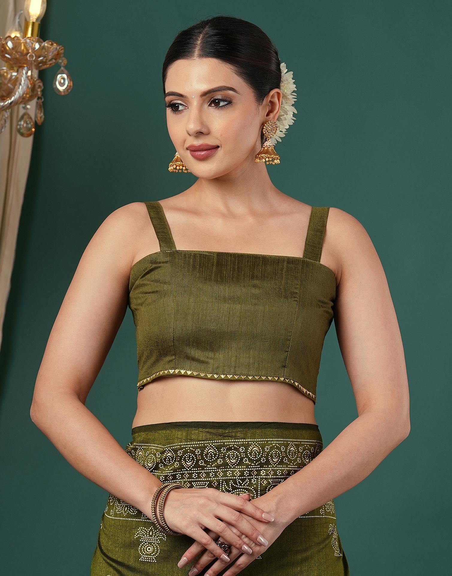 Mehandi Green Silk Printed Saree