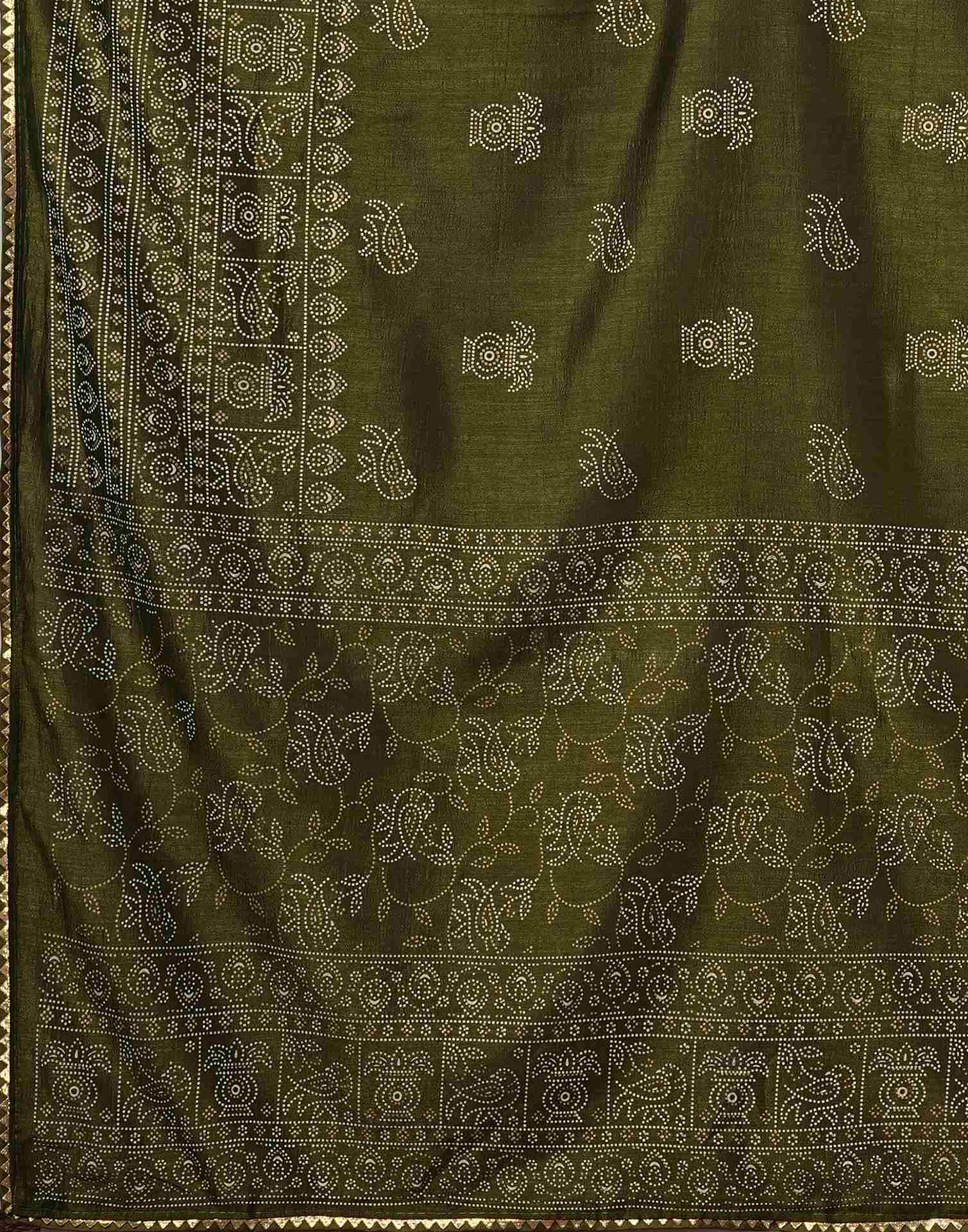Mehandi Green Silk Printed Saree