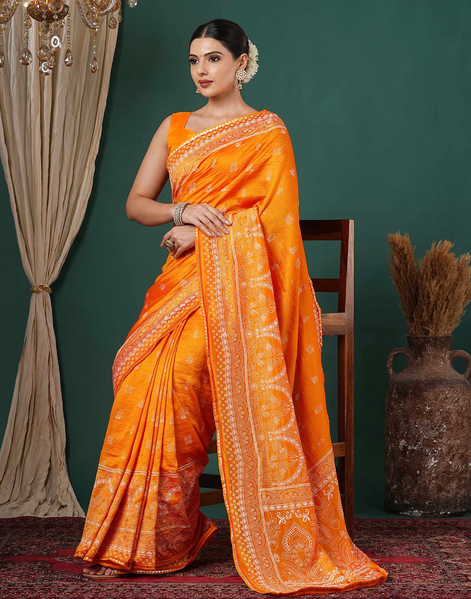 Turmeric Yellow Silk Printed Saree