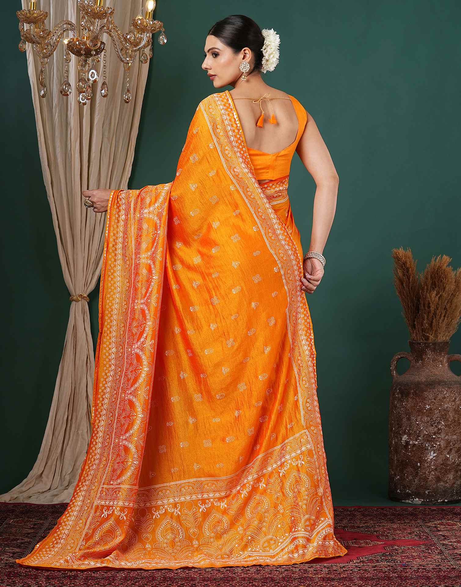 Turmeric Yellow Silk Printed Saree