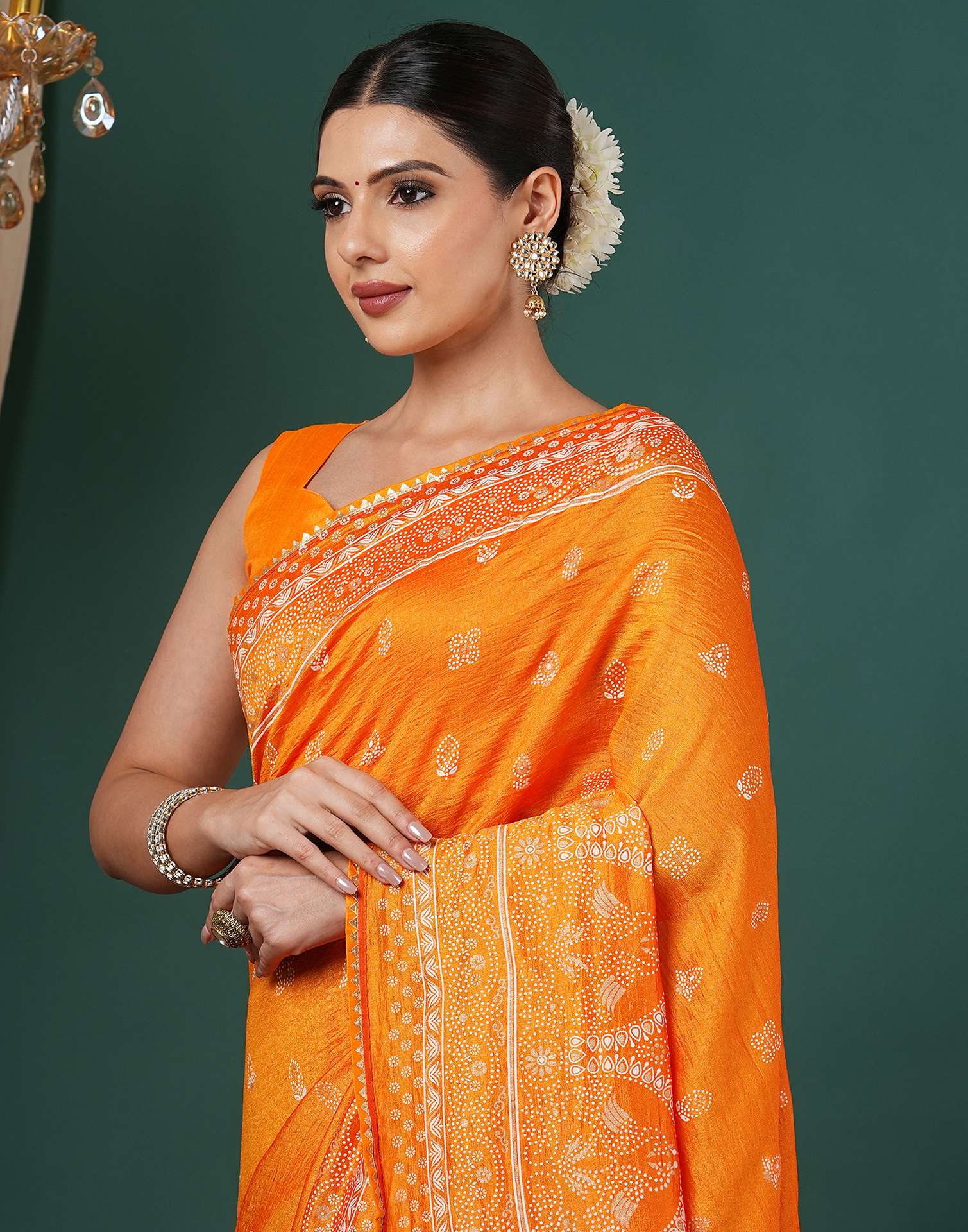 Turmeric Yellow Silk Printed Saree