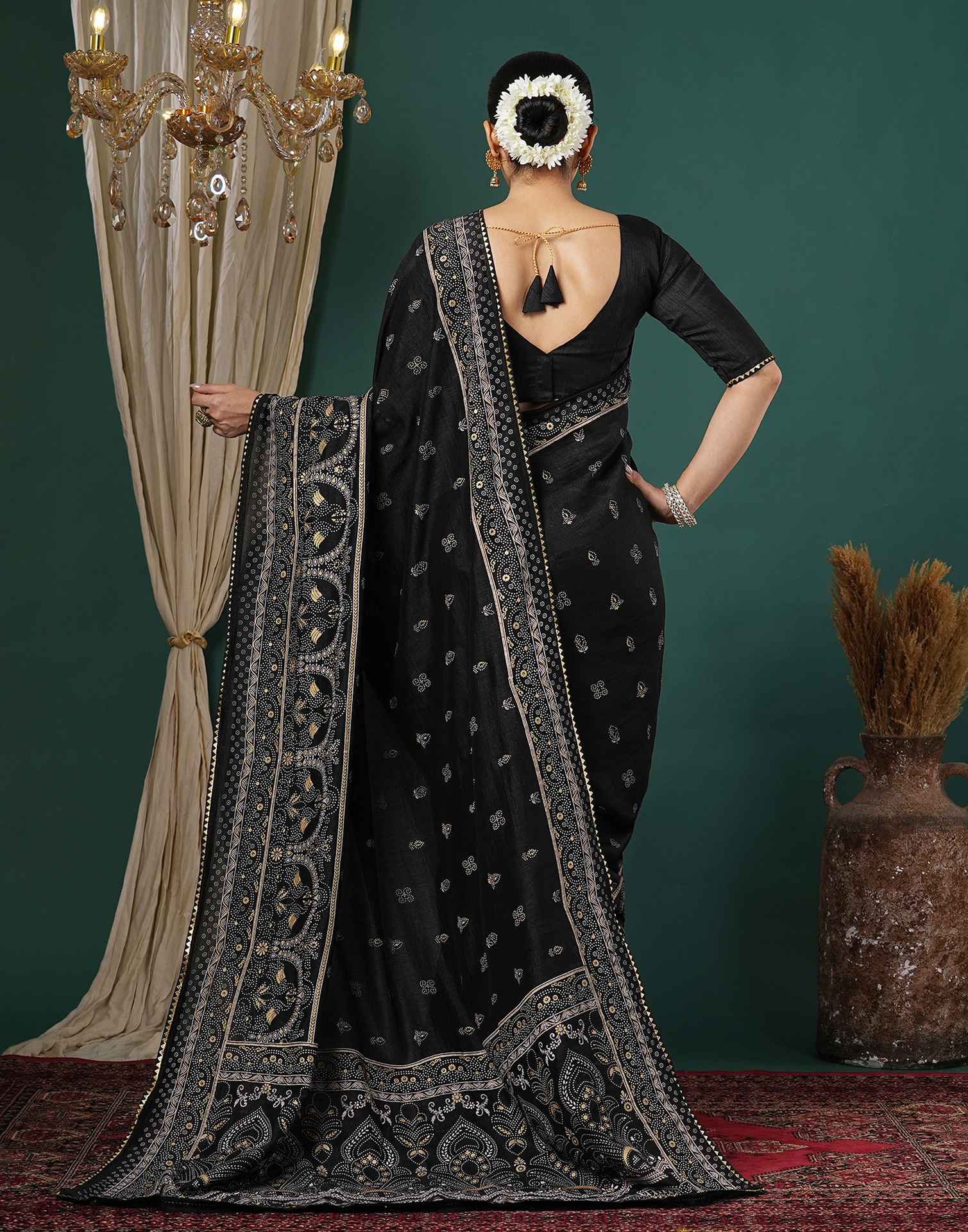 Black Silk Printed Saree