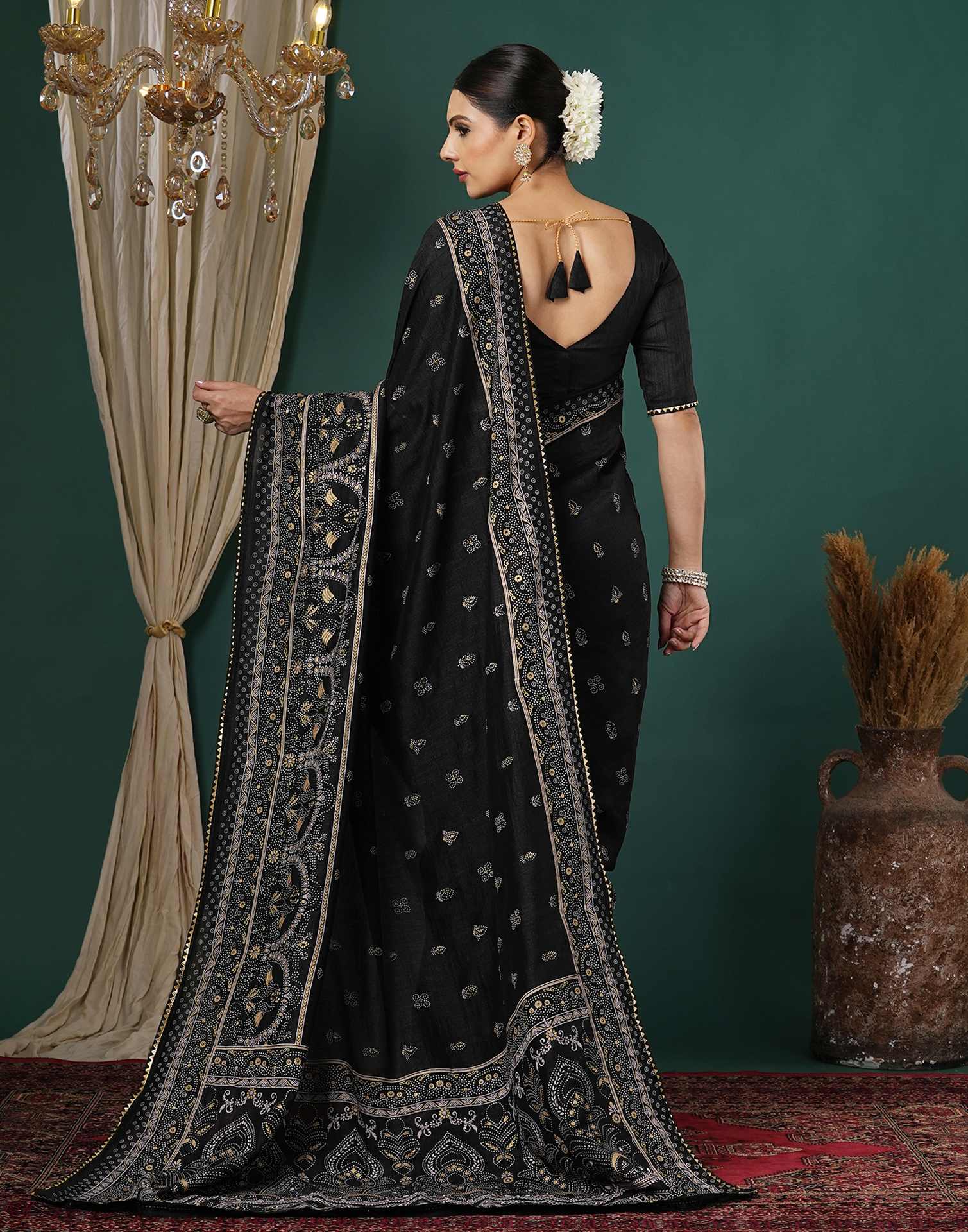 Black Silk Printed Saree