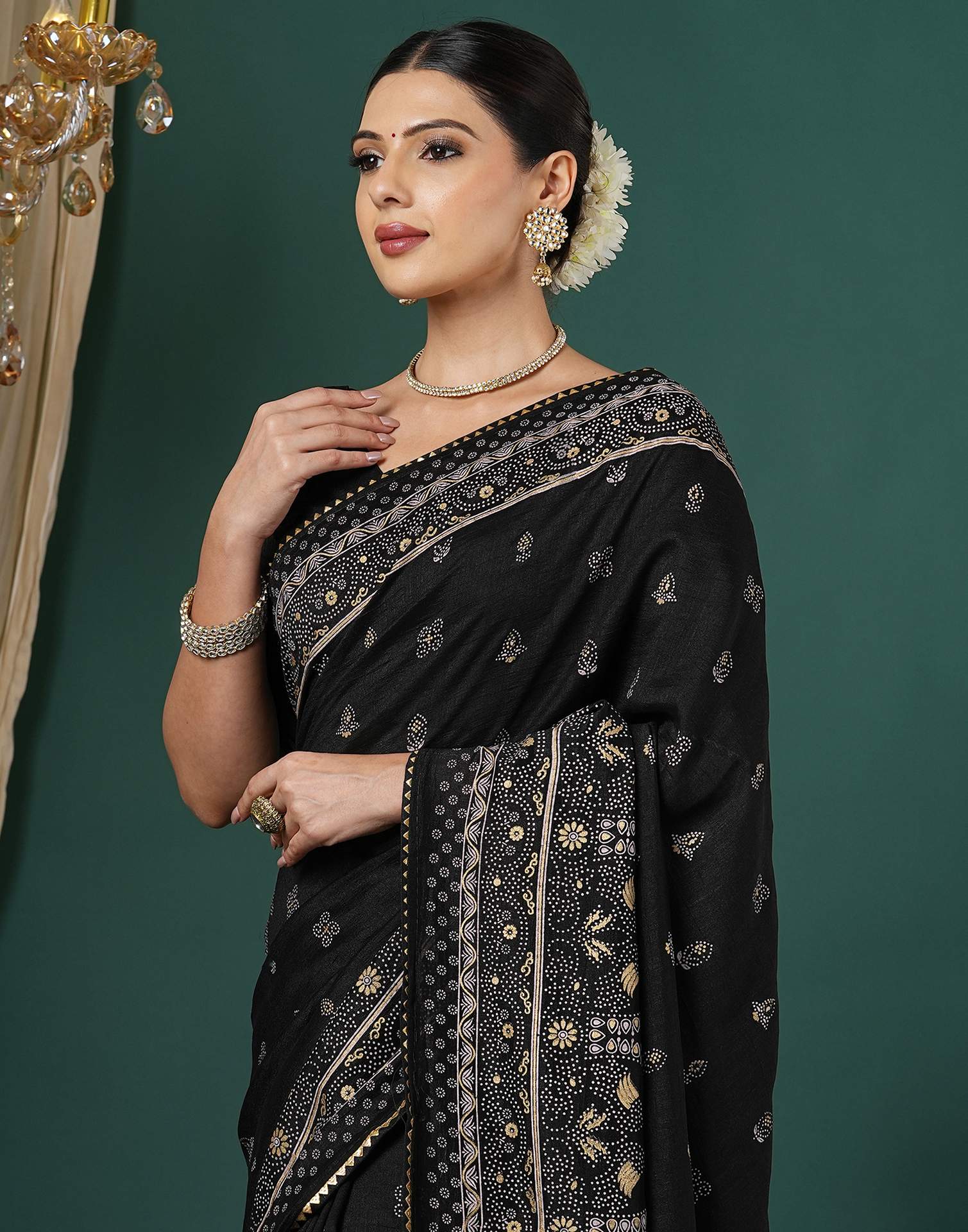 Black Silk Printed Saree