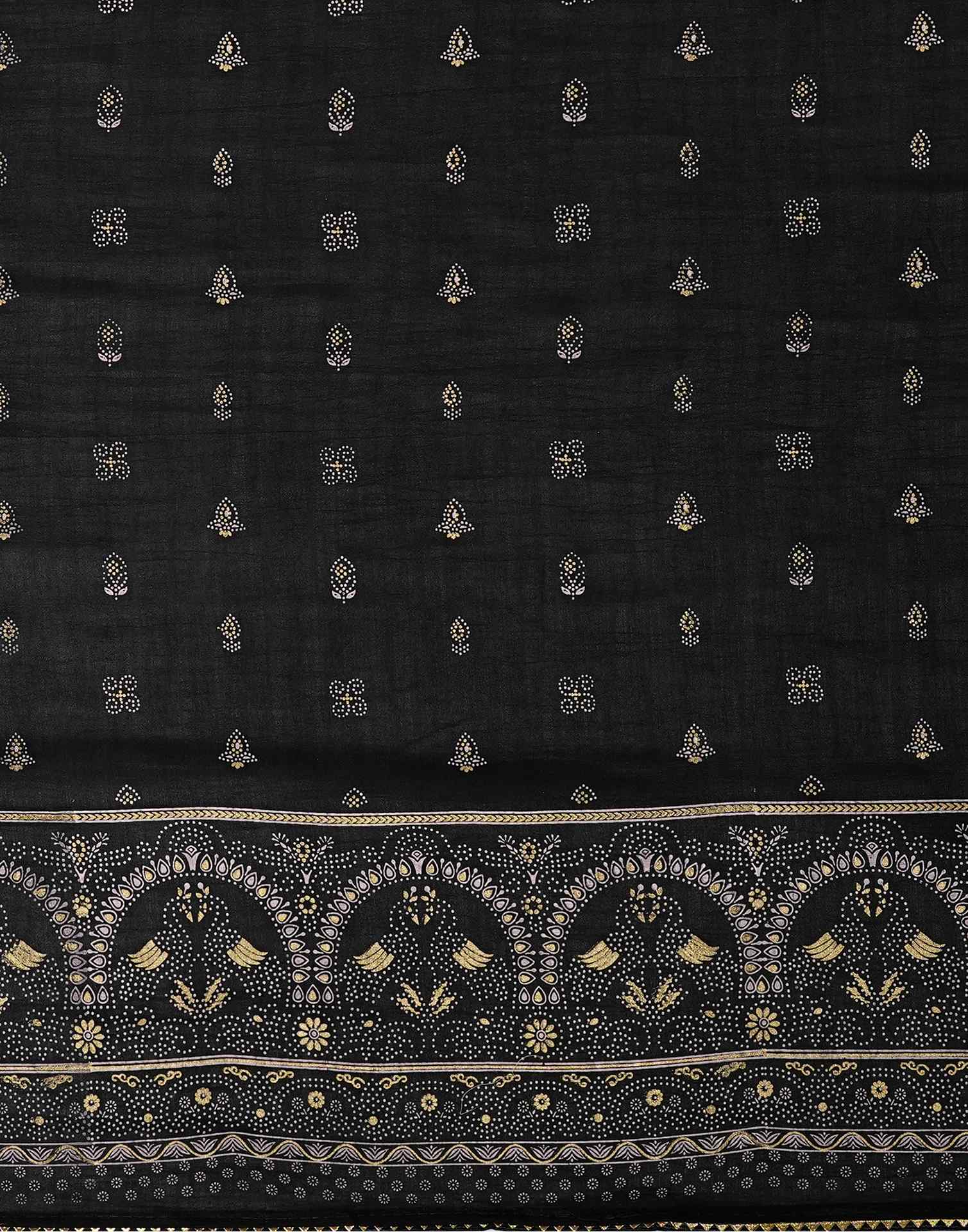 Black Silk Printed Saree