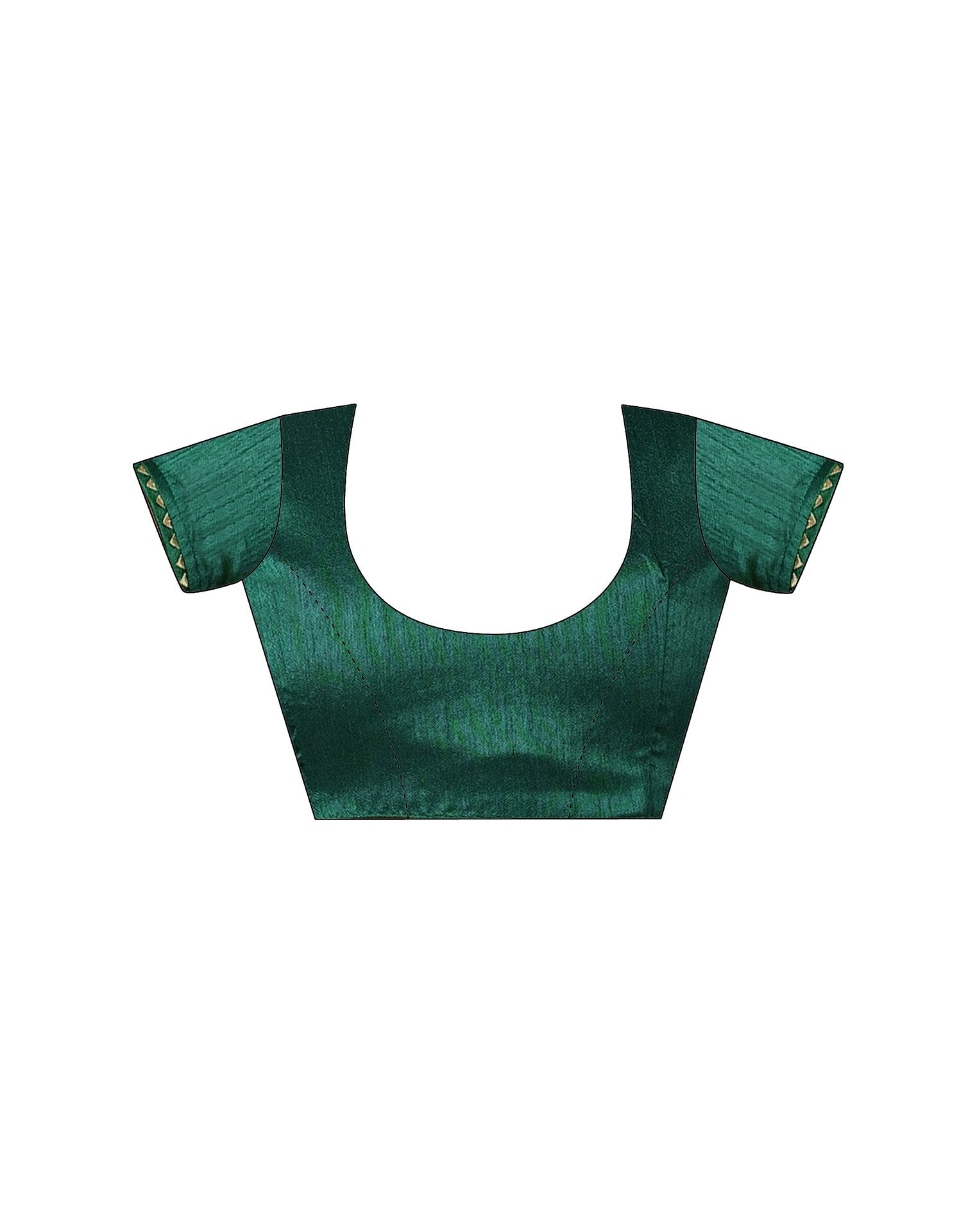 Bottle Green Silk Foil Printed Saree