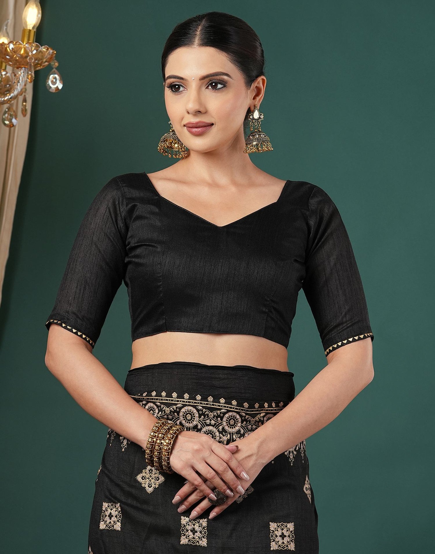 Black Silk Foil Printed Saree