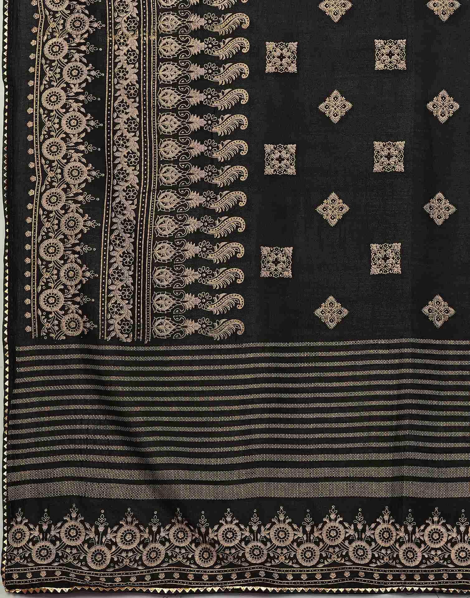 Black Silk Foil Printed Saree