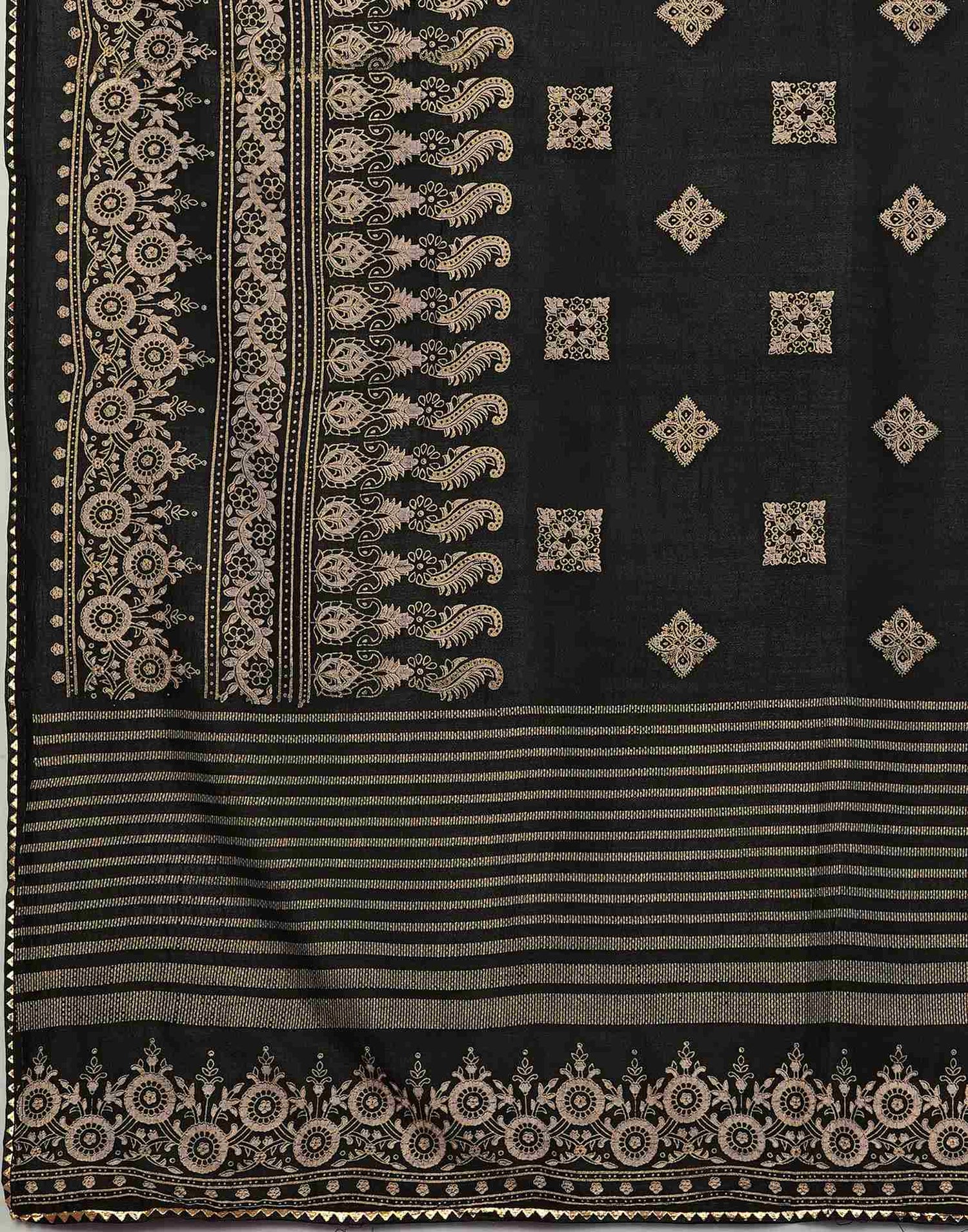 Black Silk Foil Printed Saree