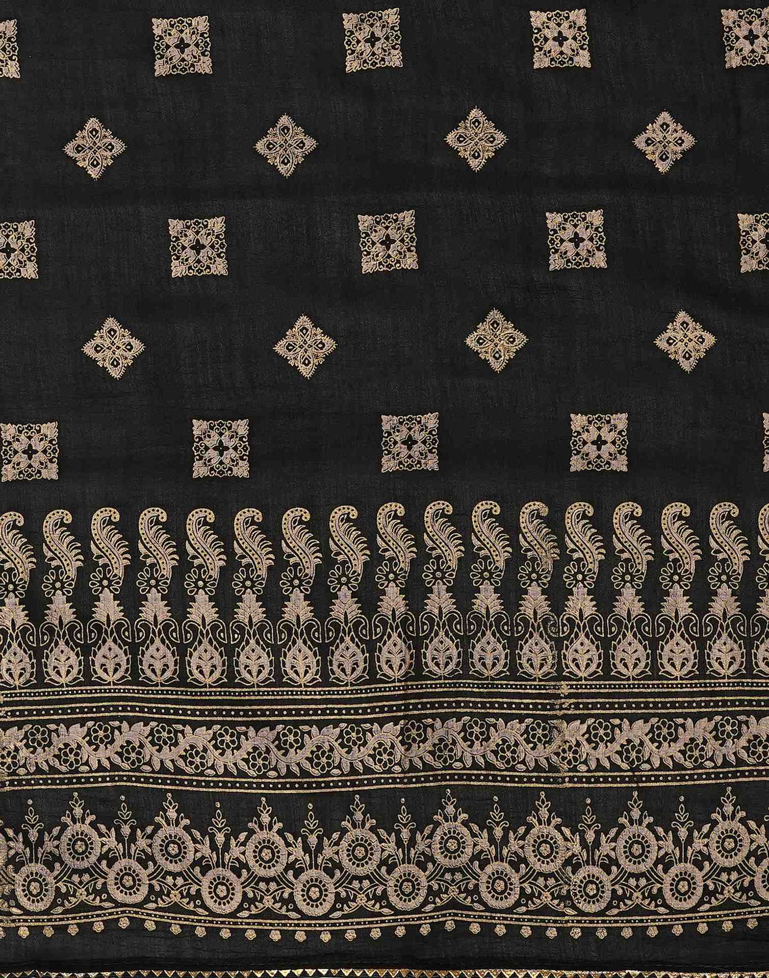 Black Silk Foil Printed Saree