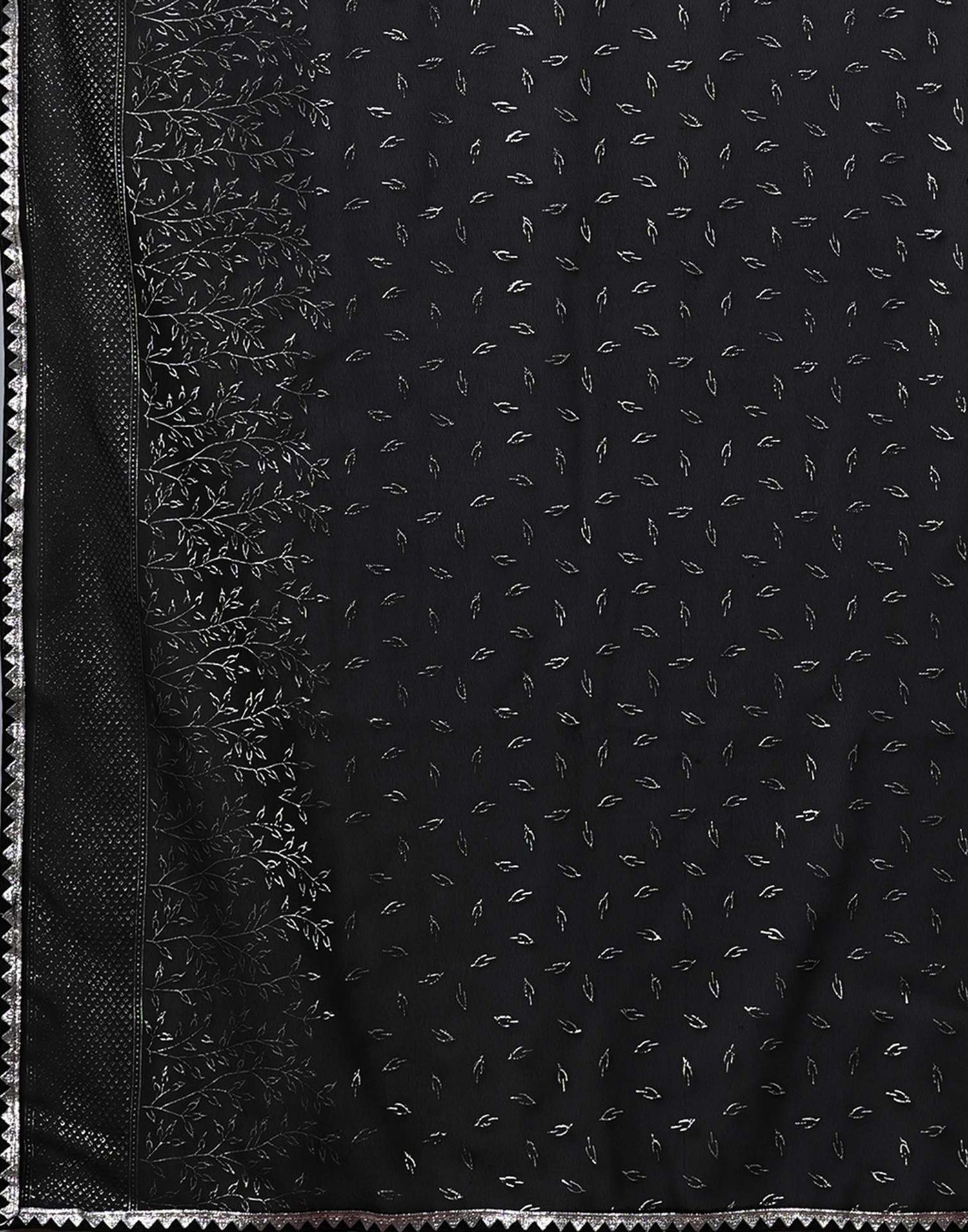 Black Georgette Foil Printed Saree
