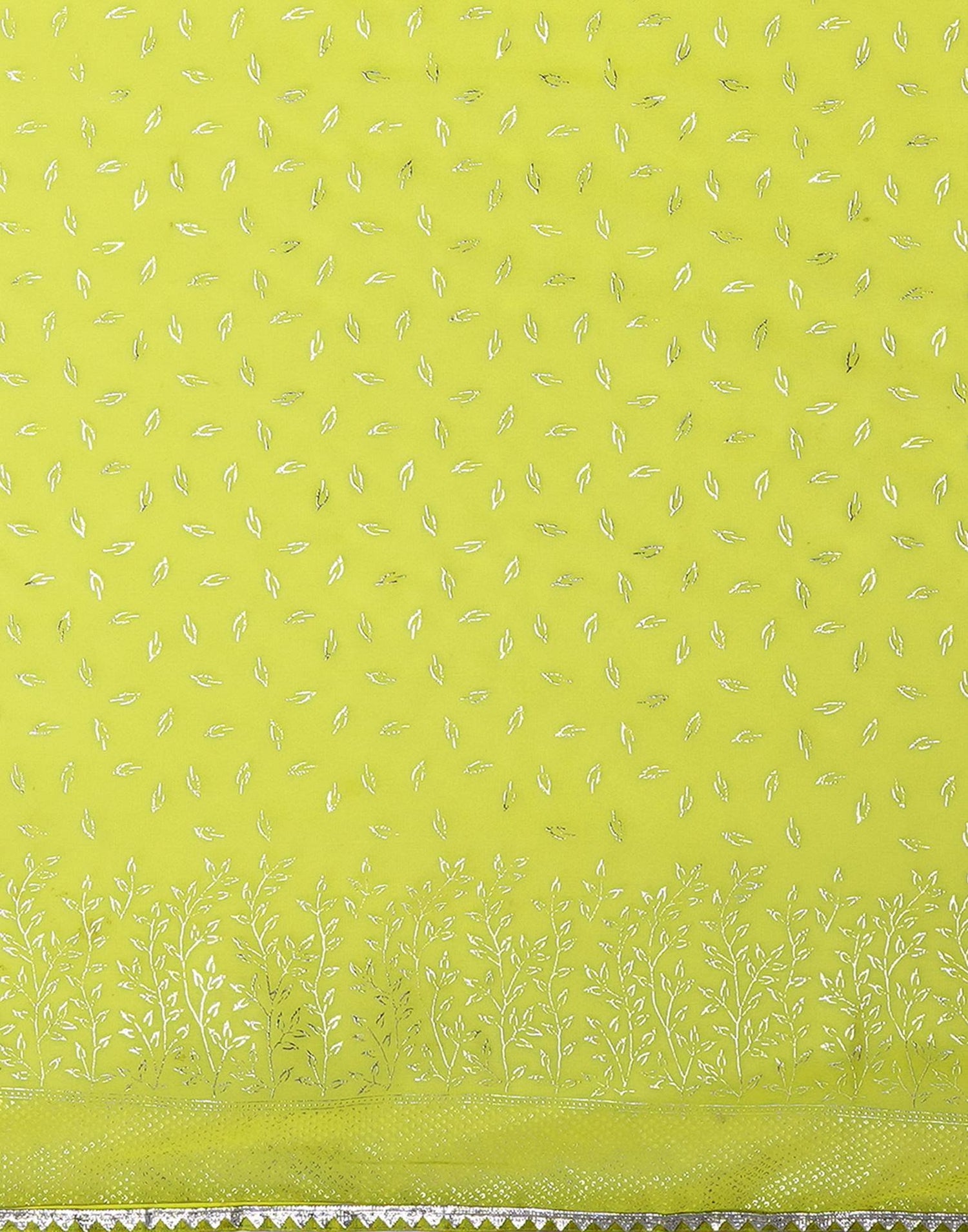 Lime Green Georgette Foil Printed Saree