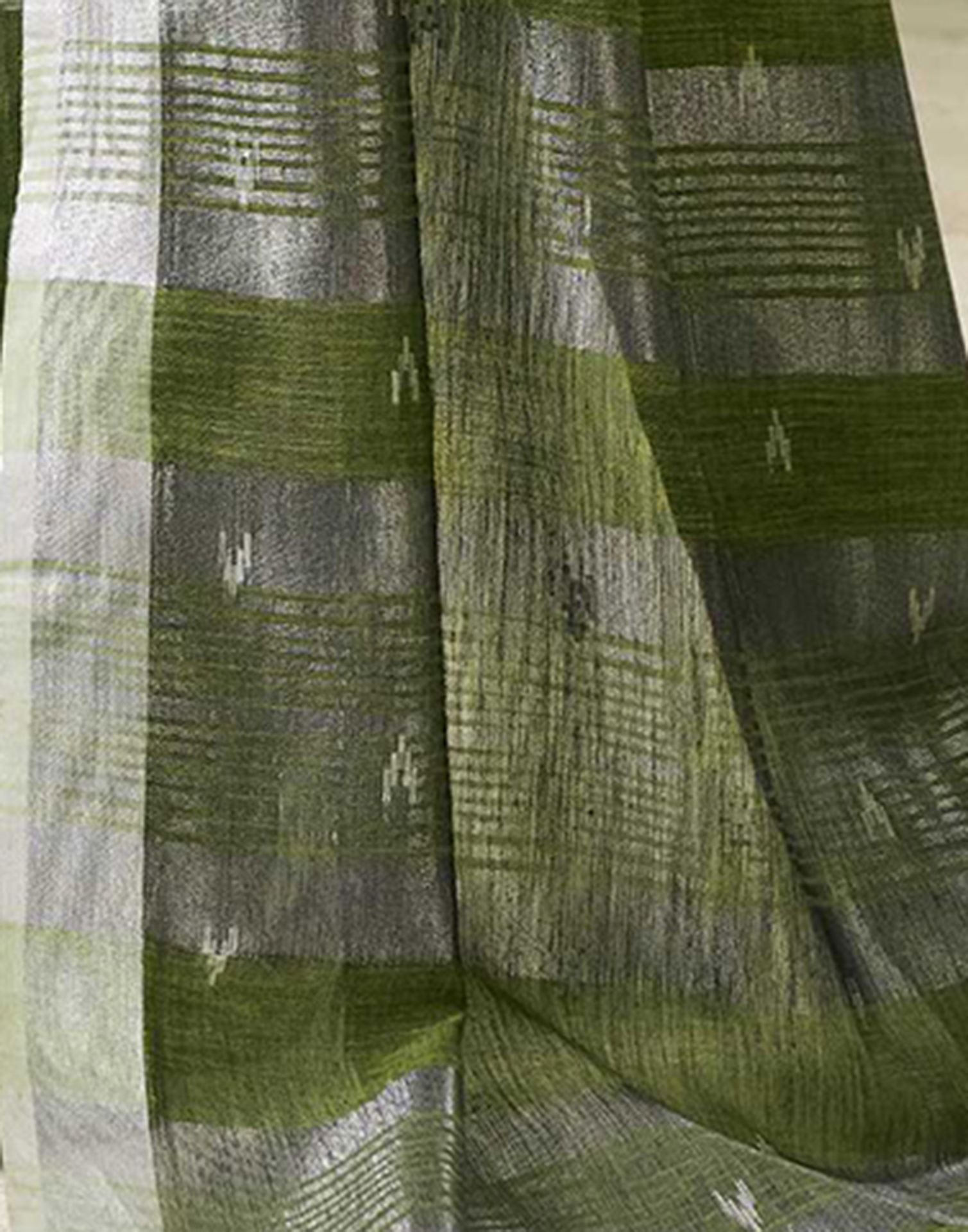 Green Linen Silk Woven Saree