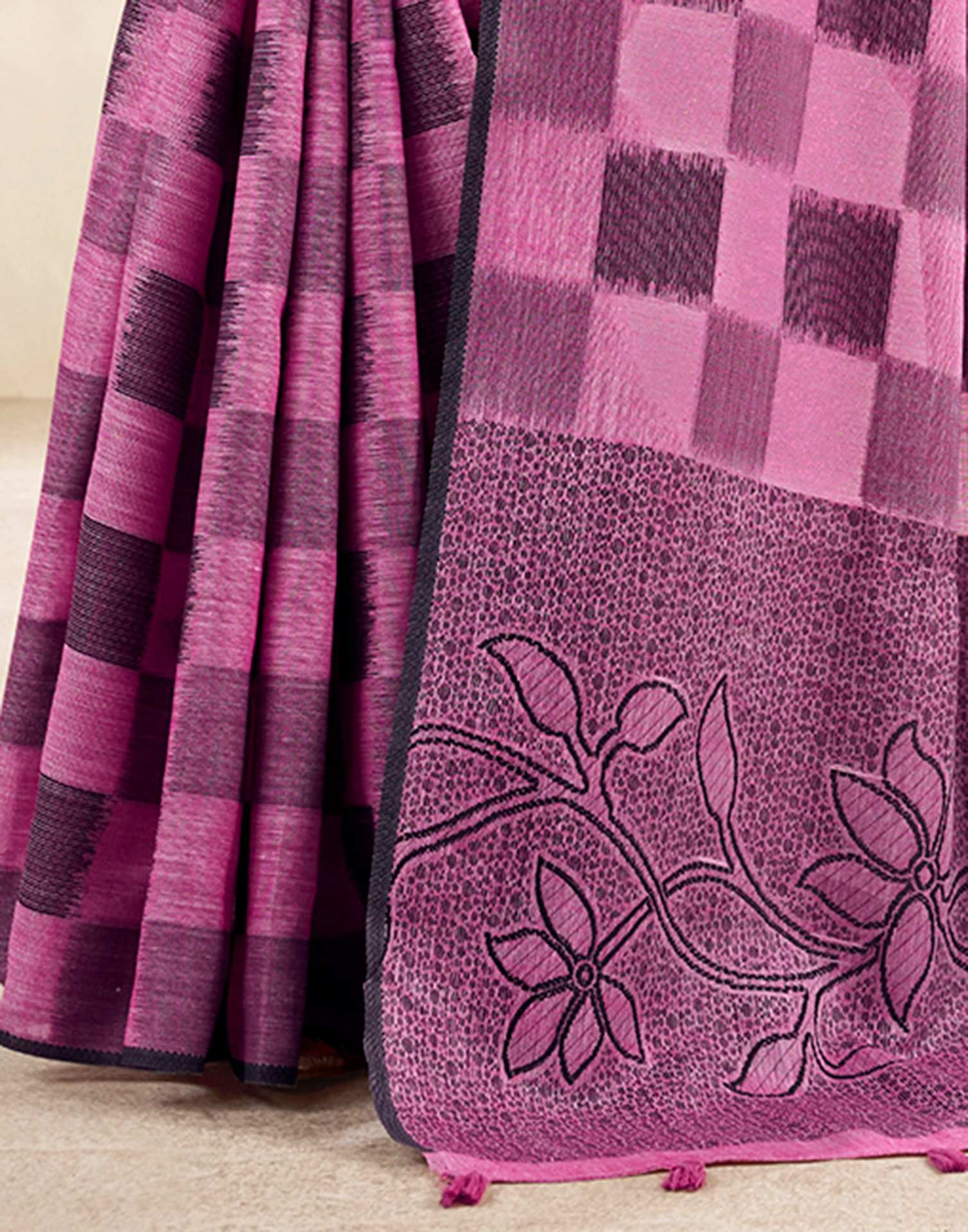 Pink Silk Woven Saree