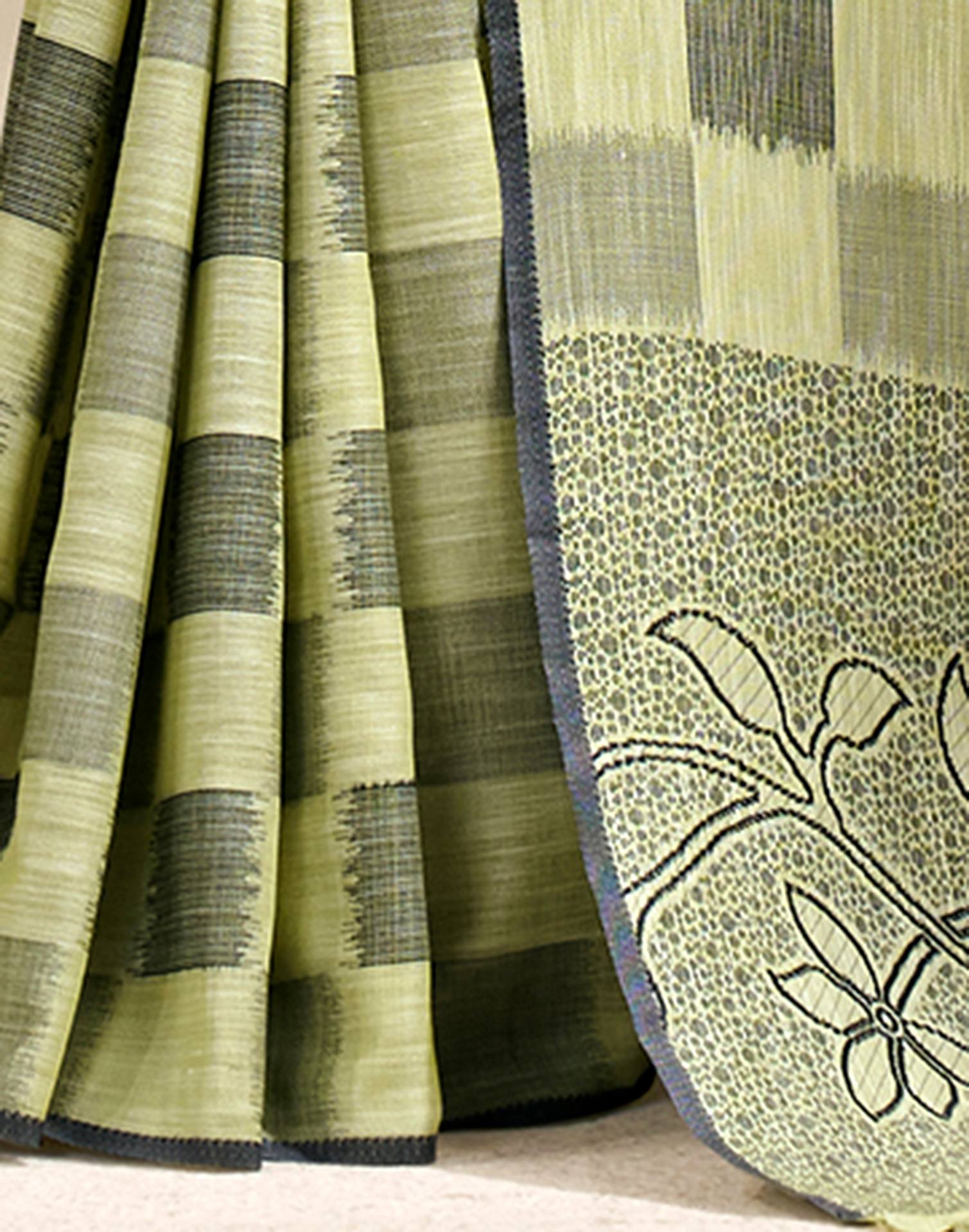 Pista Green Silk Woven Saree