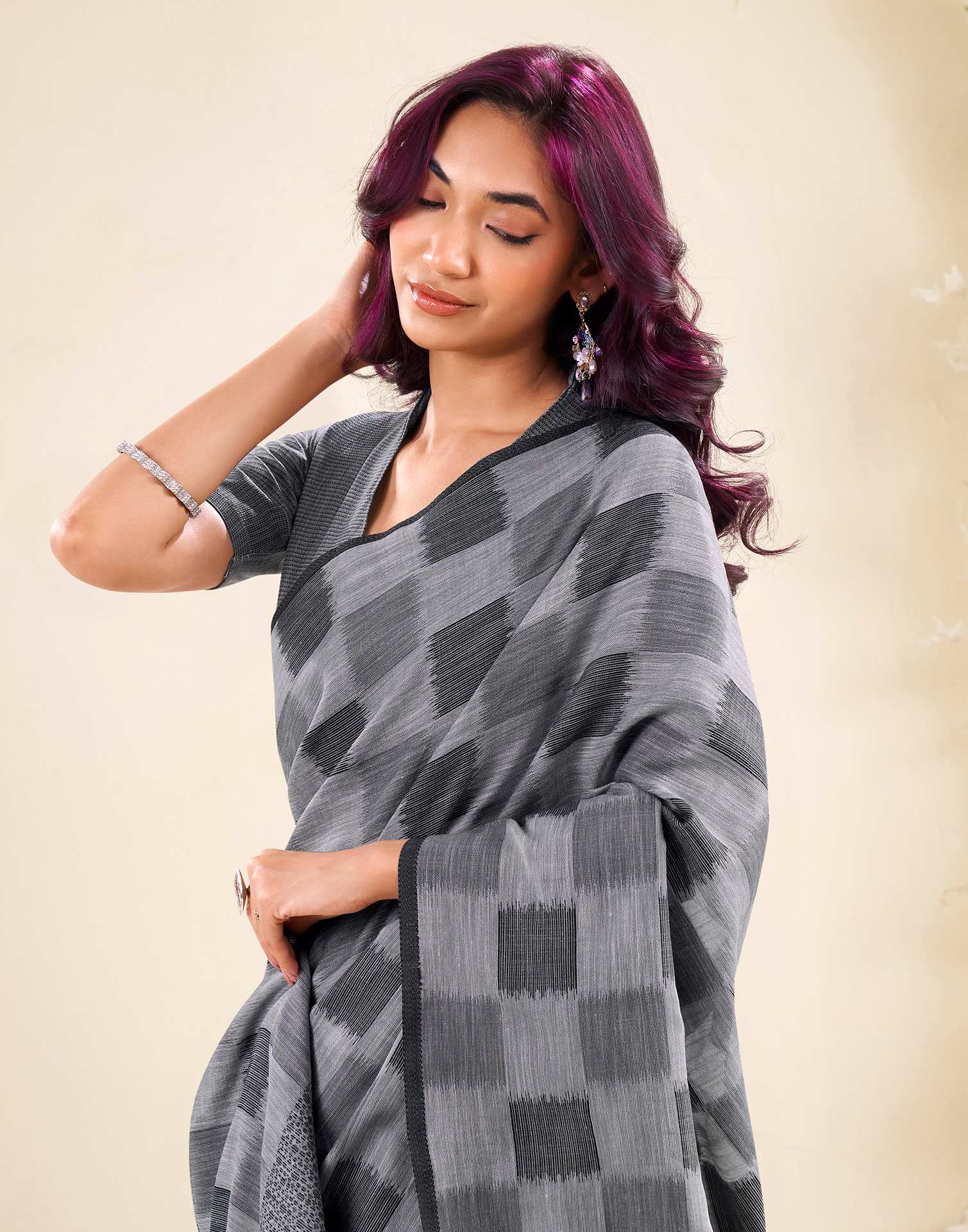 Grey Silk Woven Saree