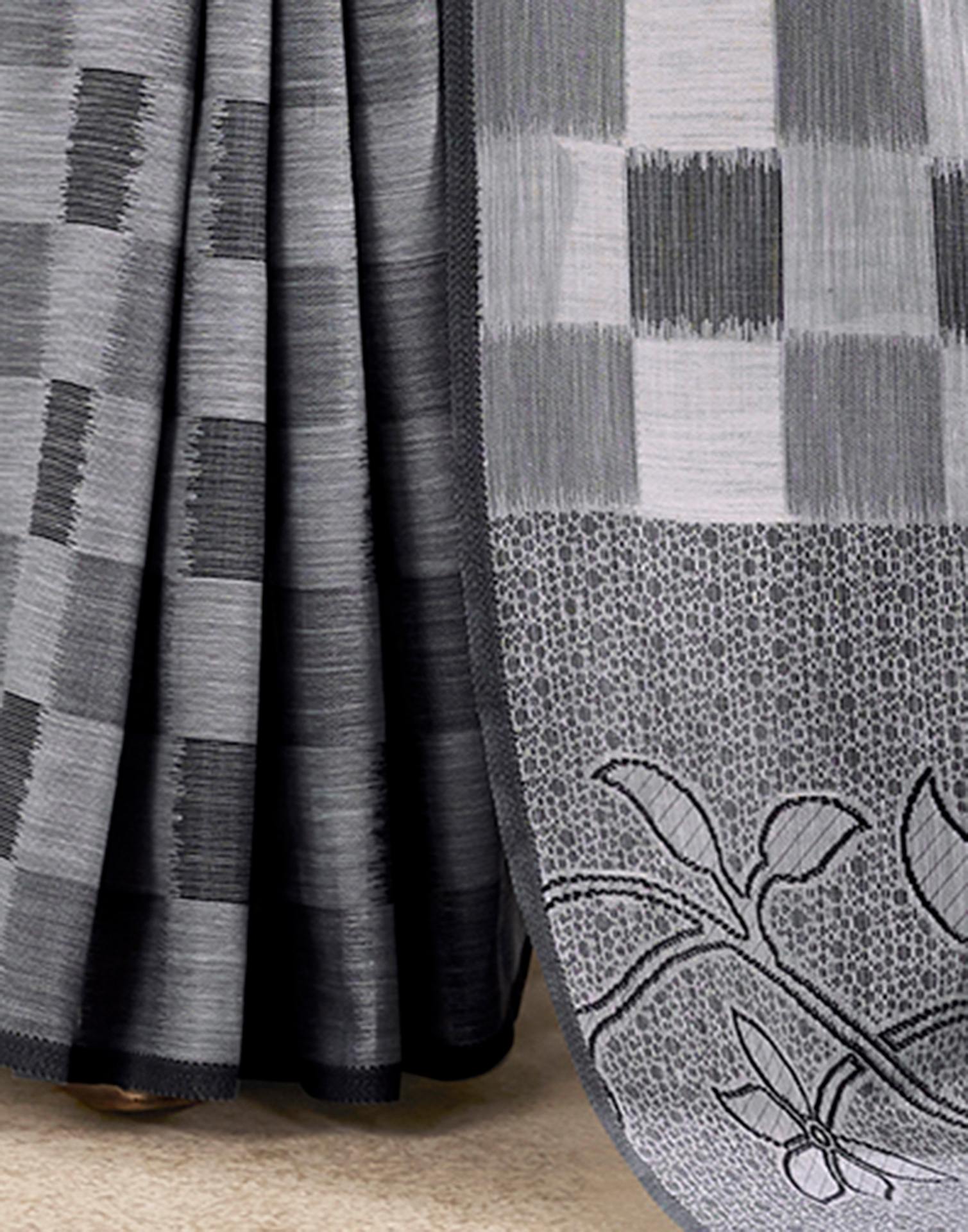 Grey Silk Woven Saree