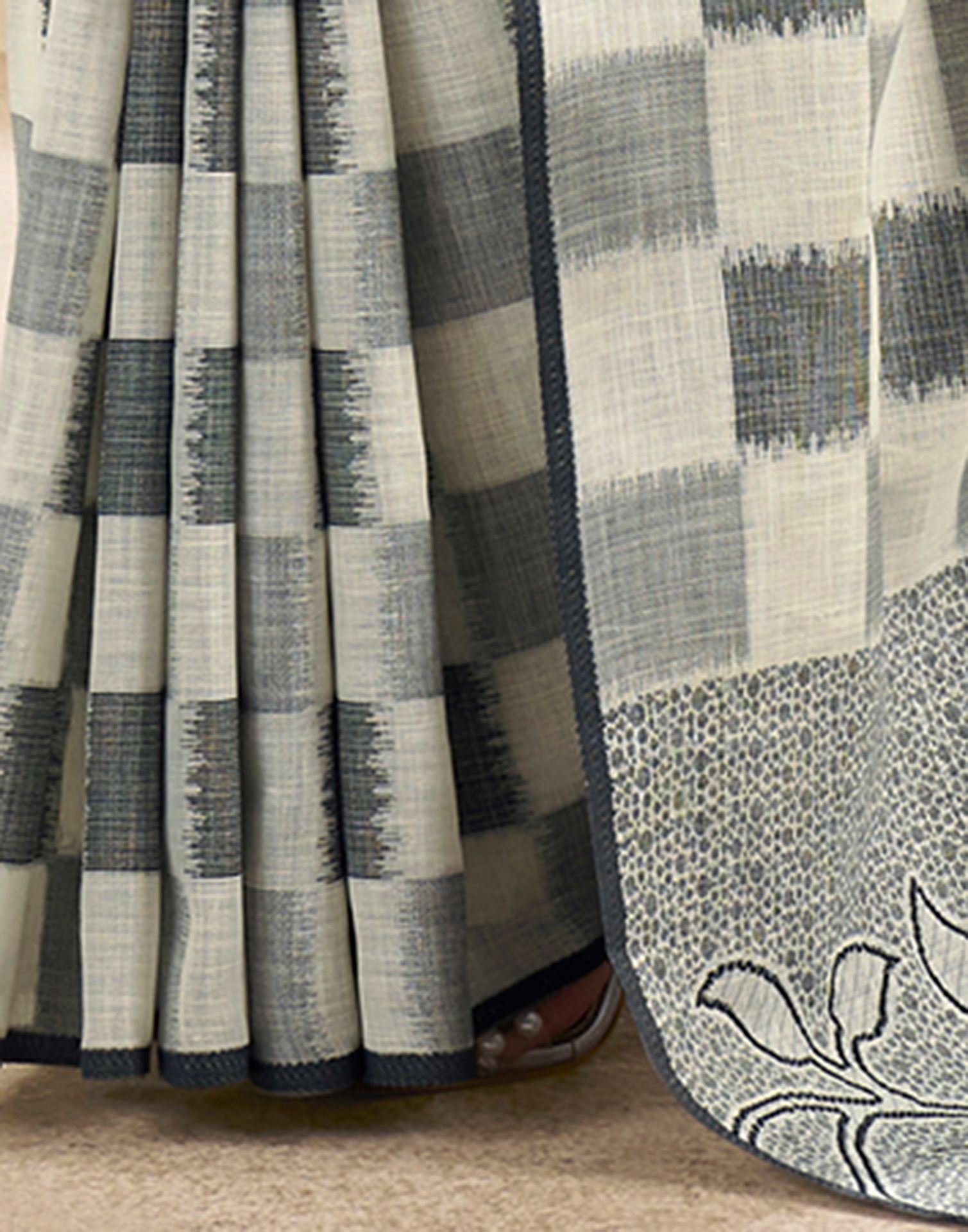 Off White Silk Woven Saree