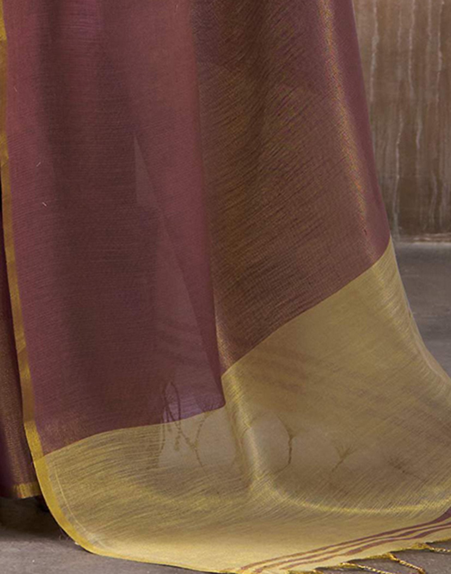 Magenta Tissue Silk Woven Plain Saree