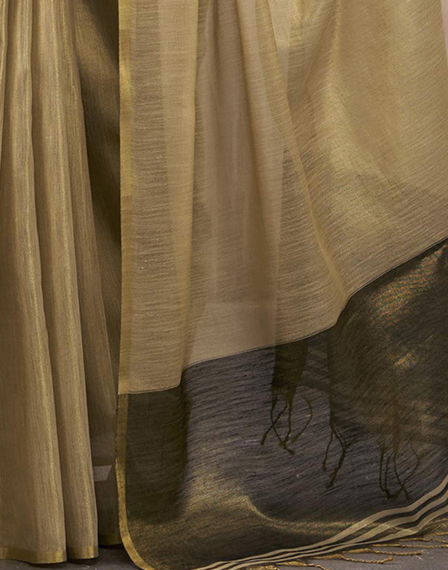 Khaki Tissue Silk Woven Plain Saree
