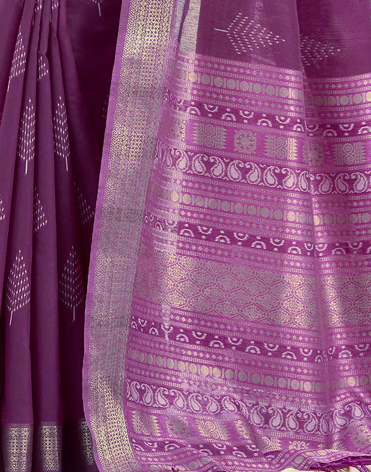 Dark Purple Cotton Woven Saree