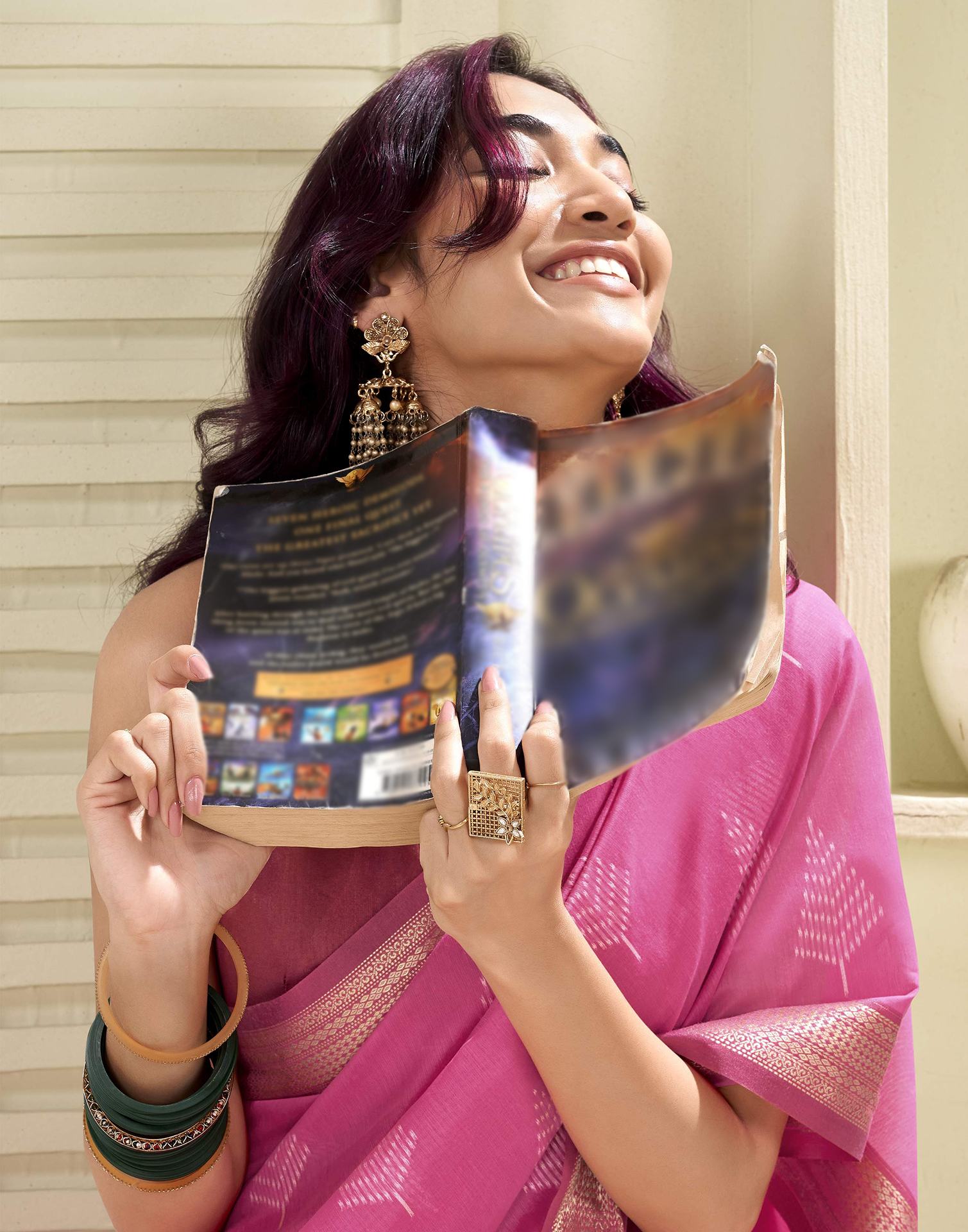 Pink Cotton Woven Saree