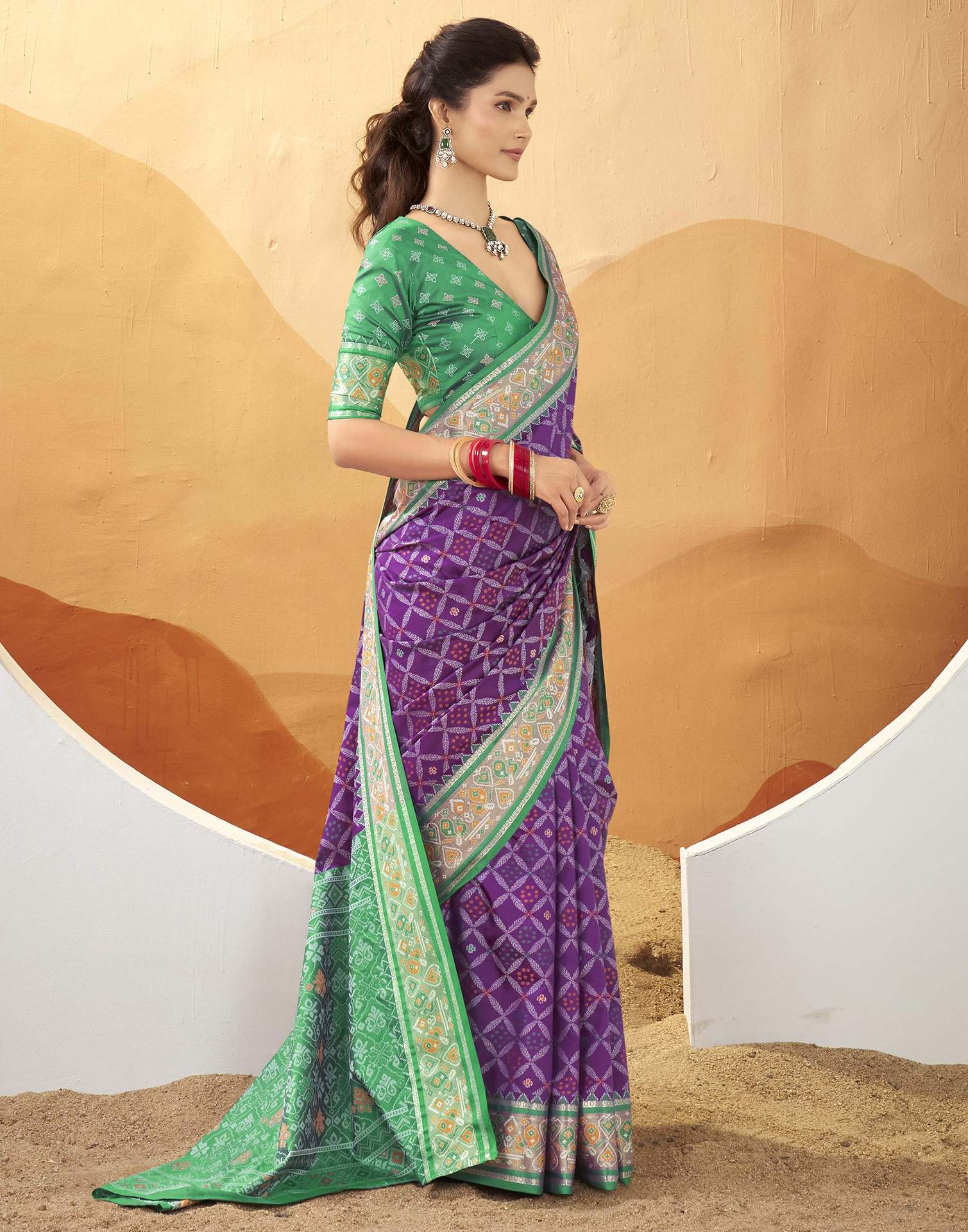 Purple Silk Woven Patola Saree