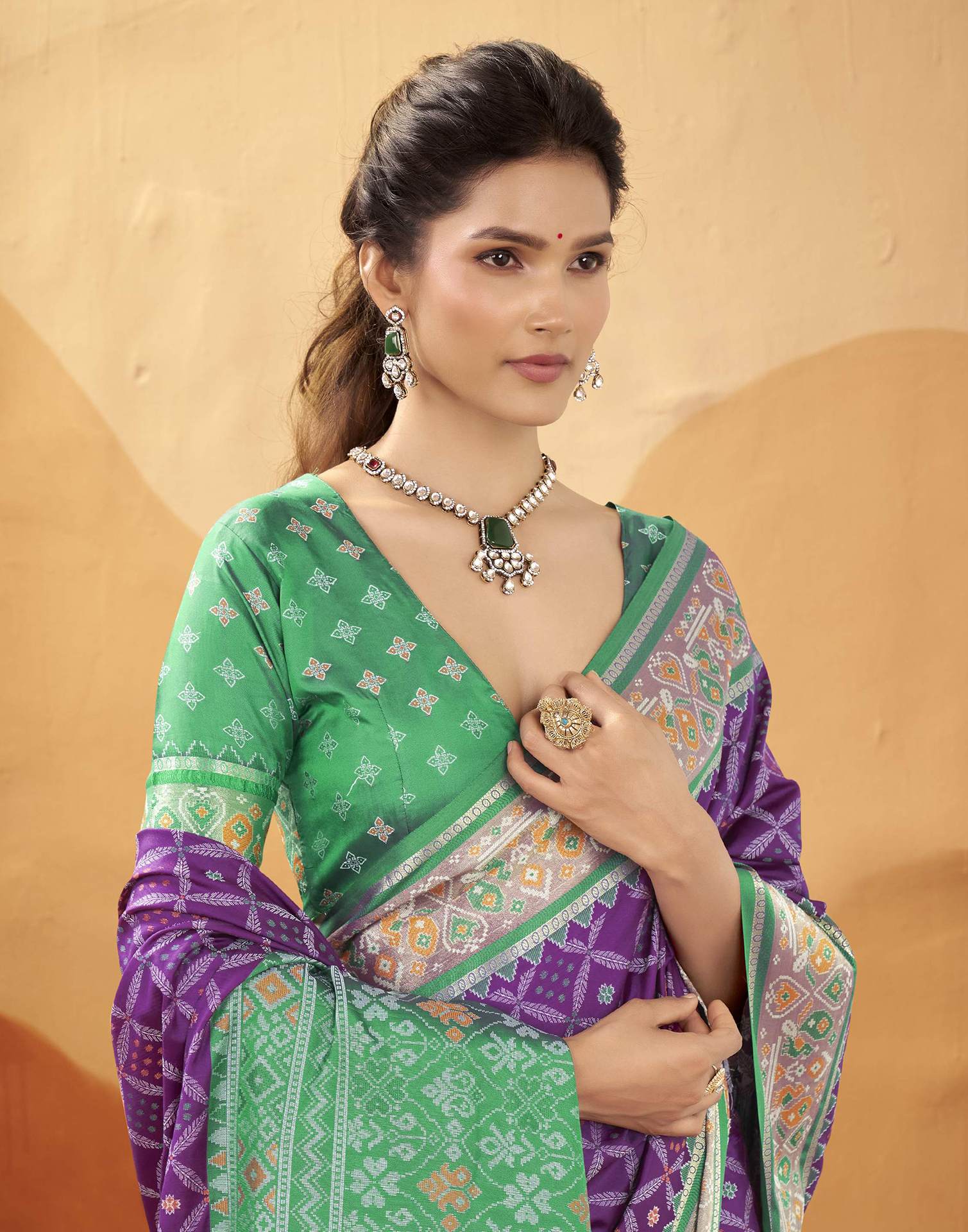 Purple Silk Woven Patola Saree