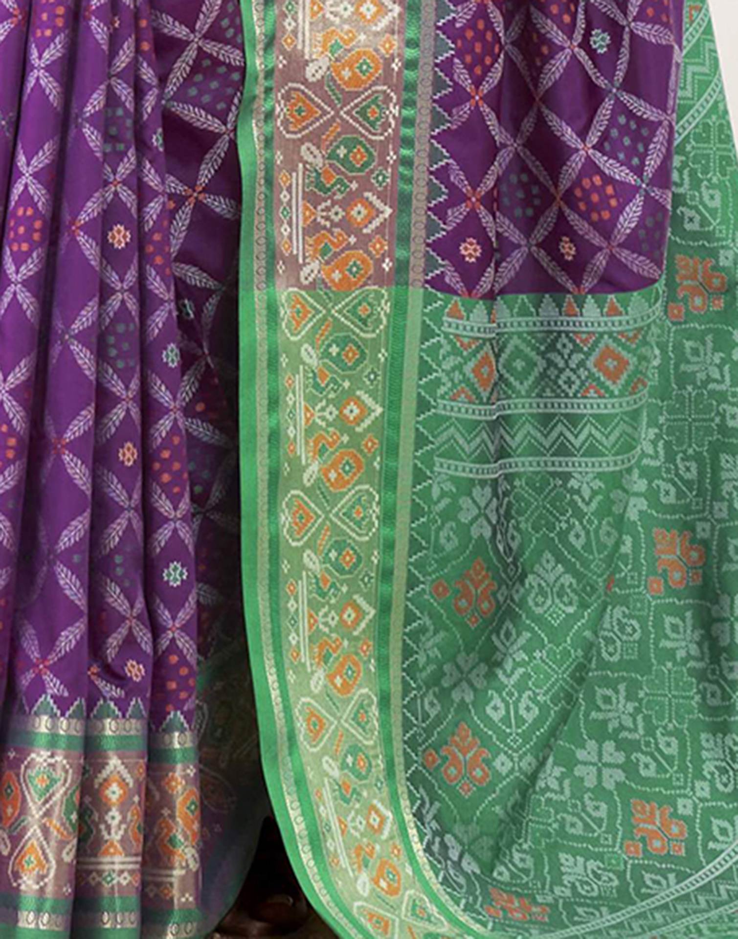 Purple Silk Woven Patola Saree