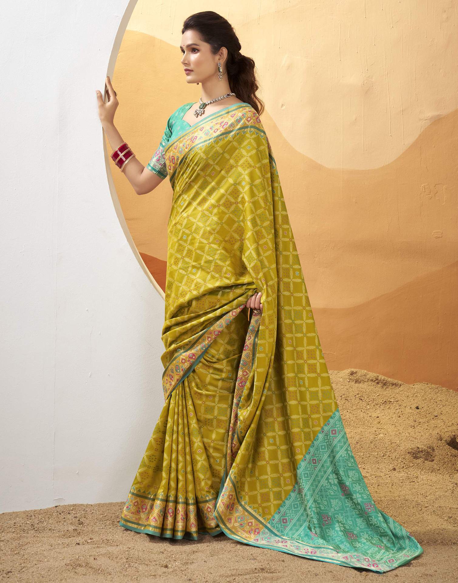 Green Silk Woven Patola Saree