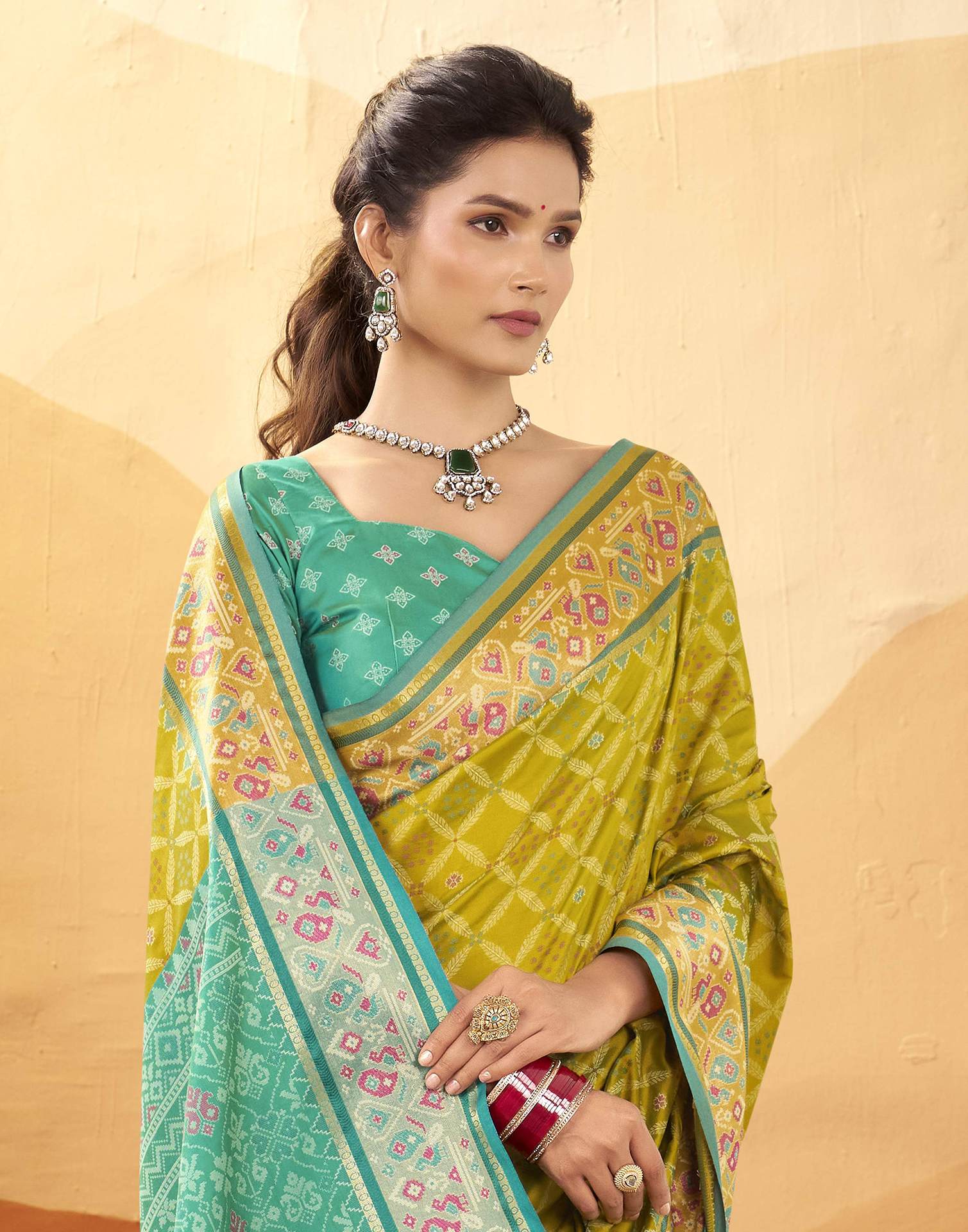 Green Silk Woven Patola Saree
