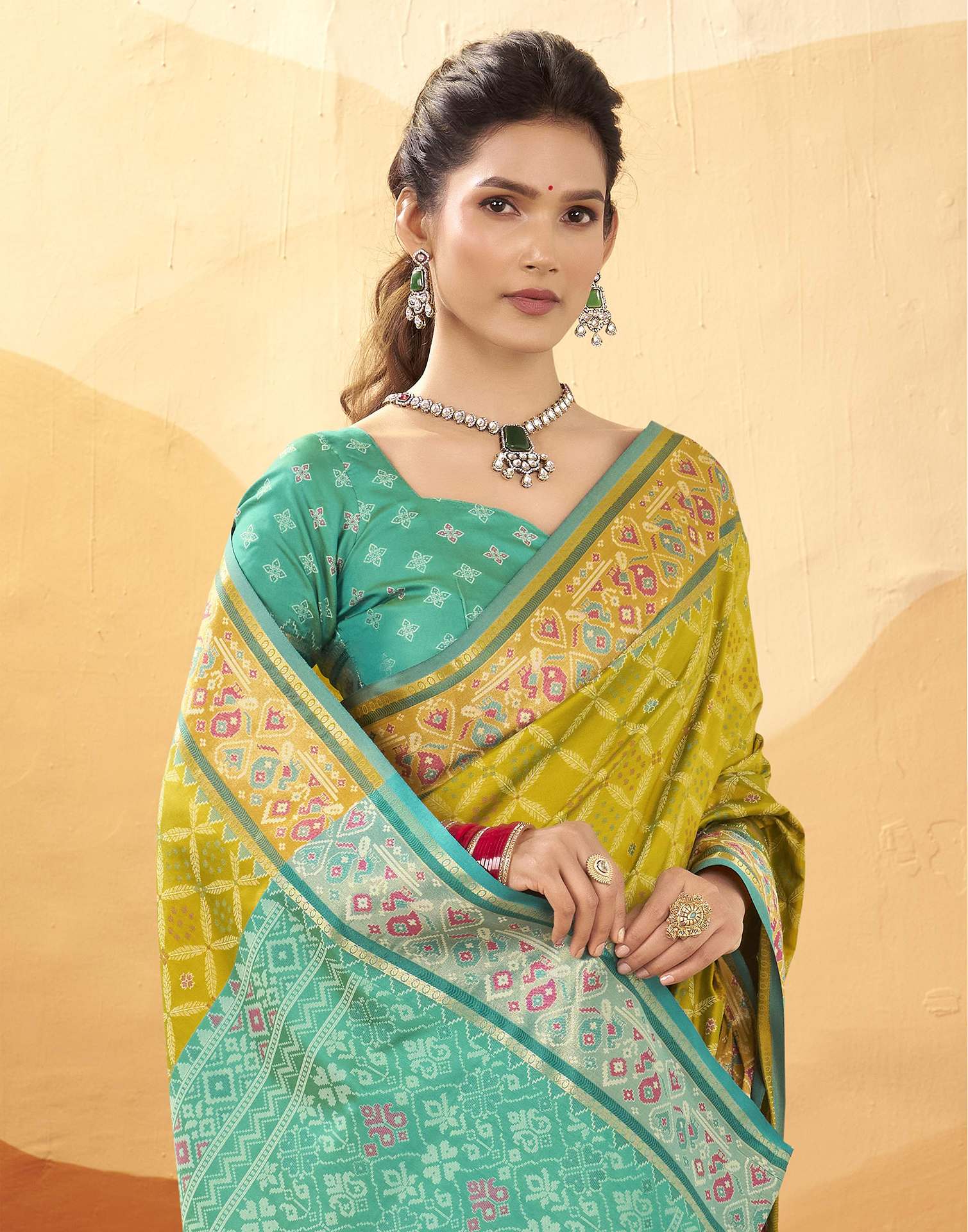 Green Silk Woven Patola Saree