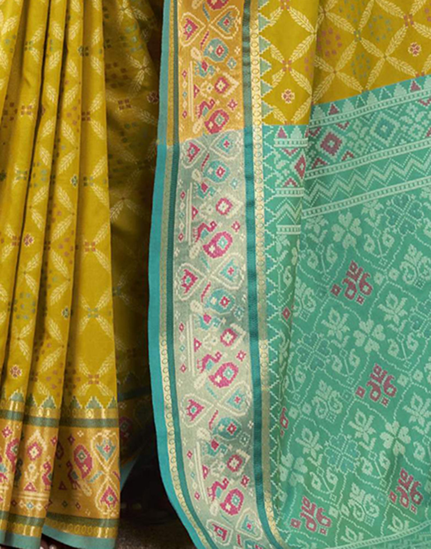 Green Silk Woven Patola Saree