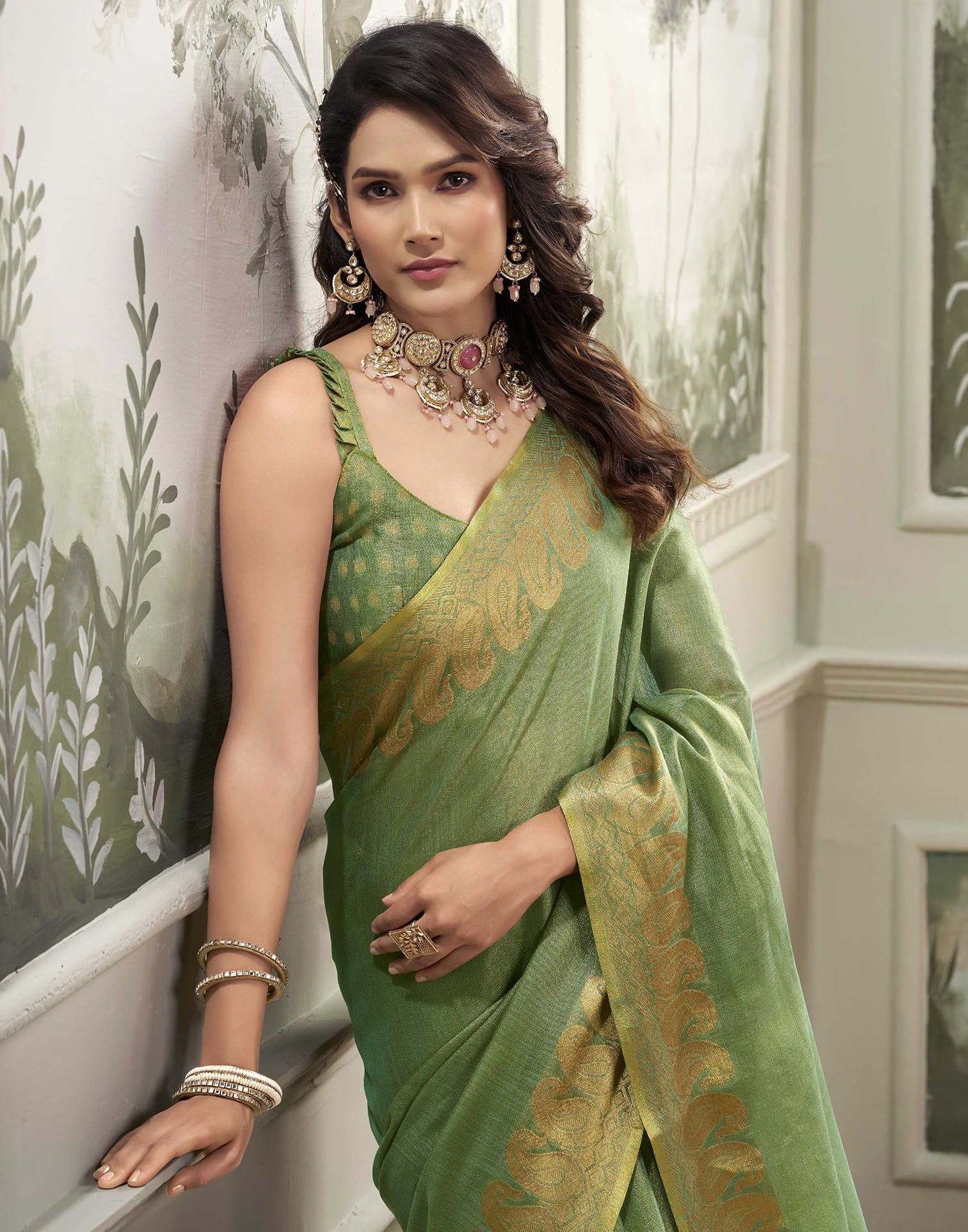 Green Tissue Silk Woven Kanjivaram Saree