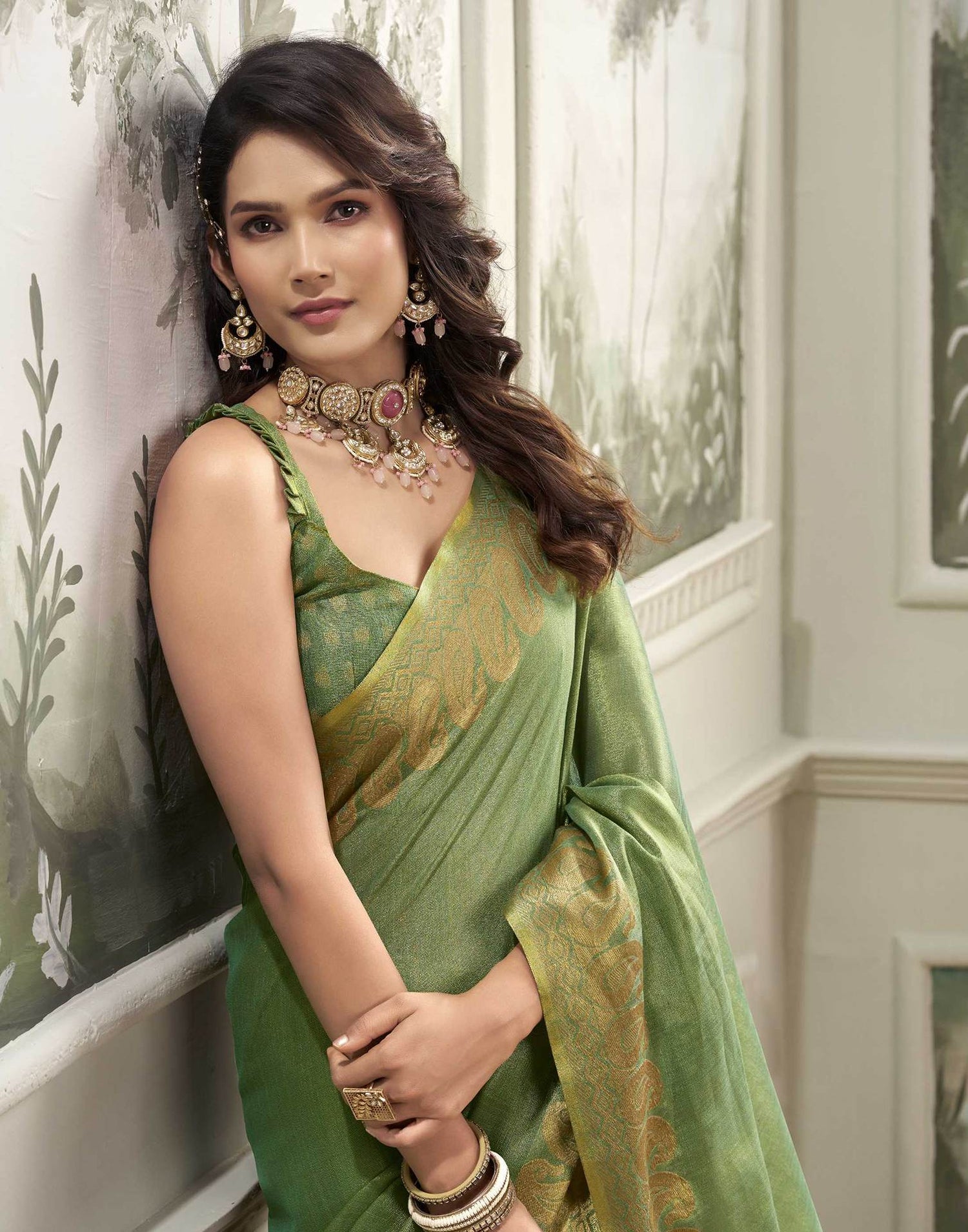 Green Tissue Silk Woven Kanjivaram Saree