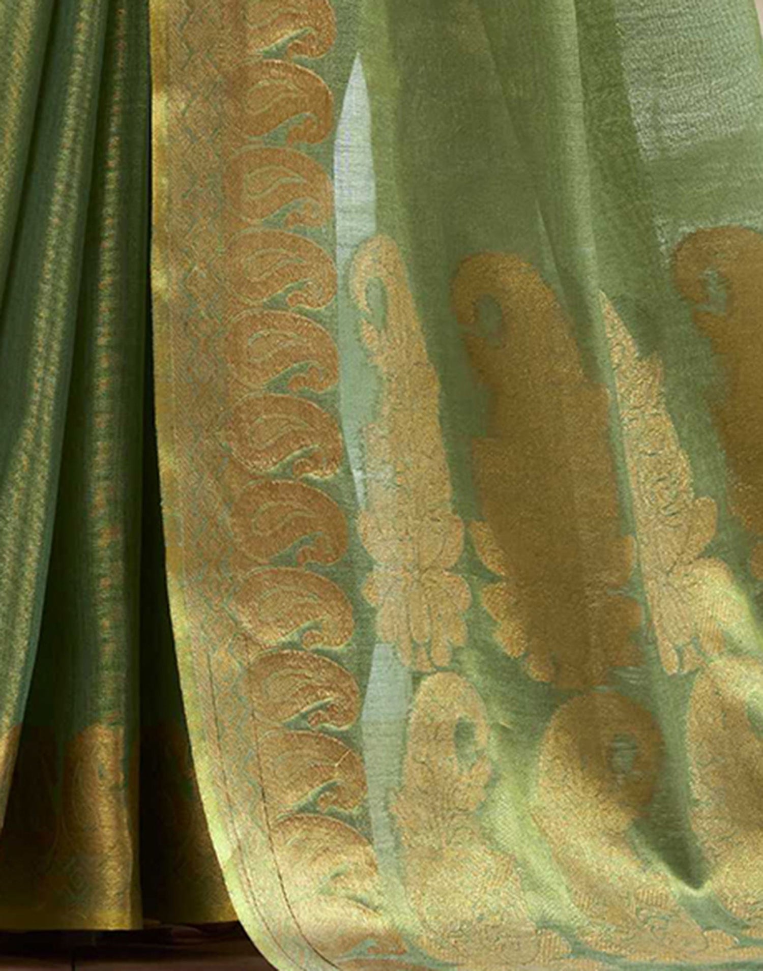 Green Tissue Silk Woven Kanjivaram Saree