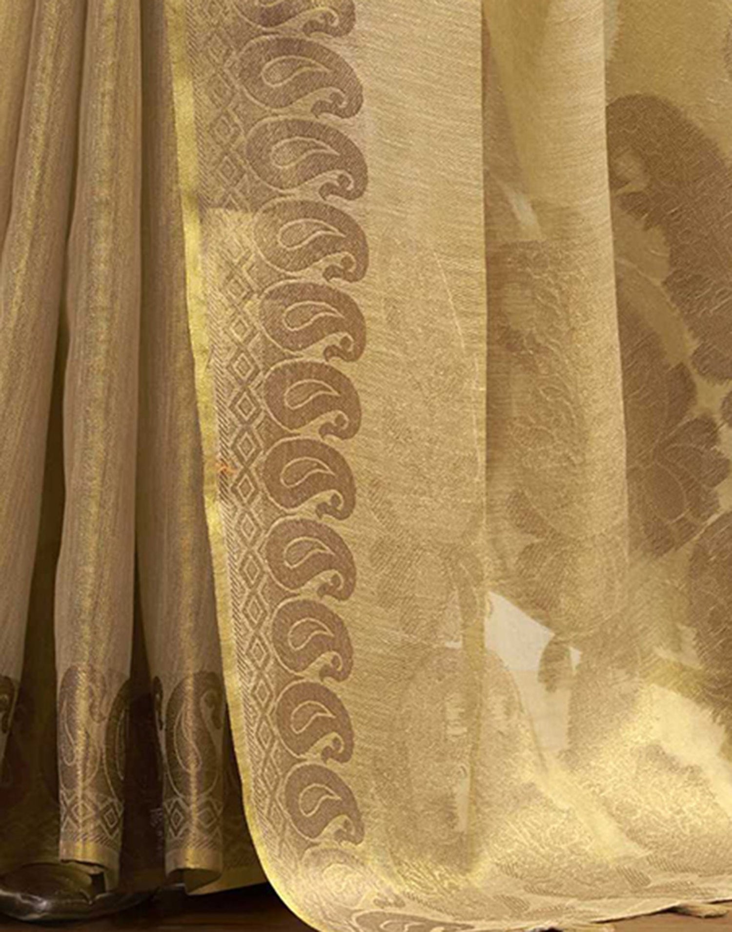 Khaki Tissue Silk Woven Kanjivaram Saree