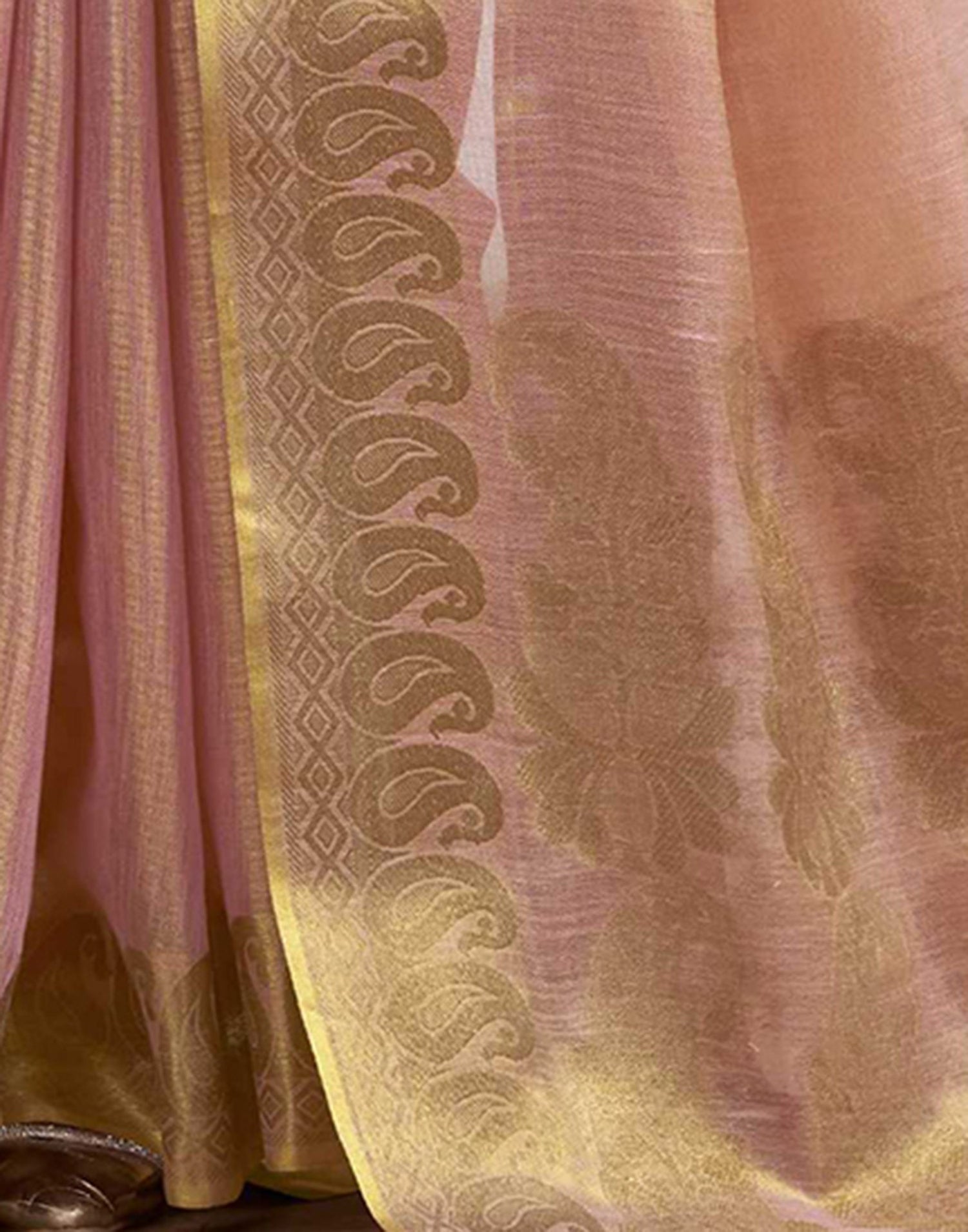 Rose Pink Tissue Silk Woven Kanjivaram Saree
