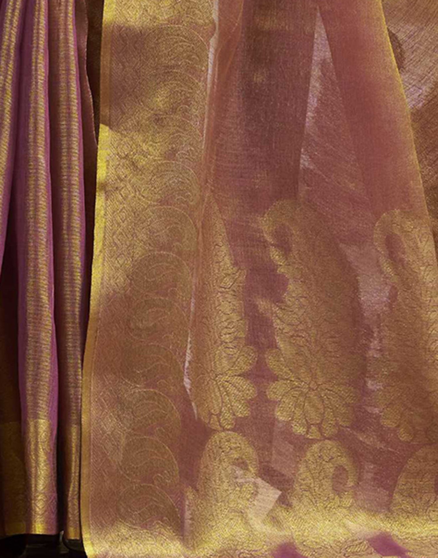 Dusty Purple Tissue Silk Woven Kanjivaram Saree