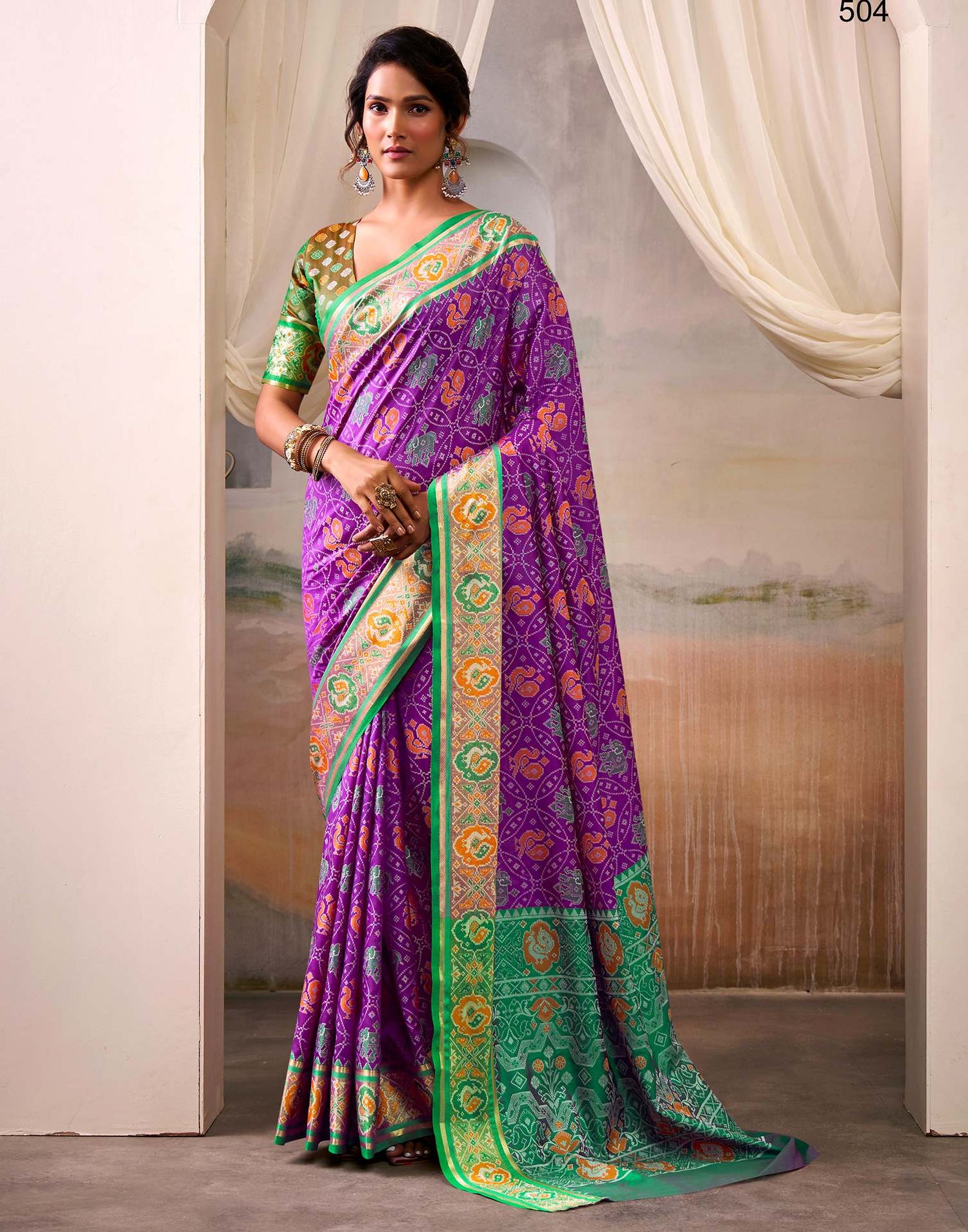 Purple Silk Woven Patola Saree