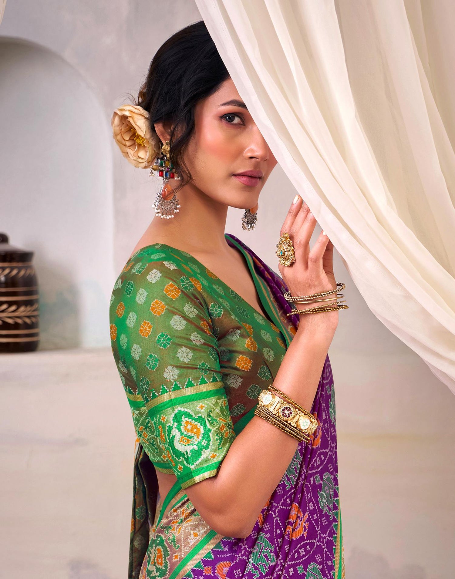 Purple Silk Woven Patola Saree