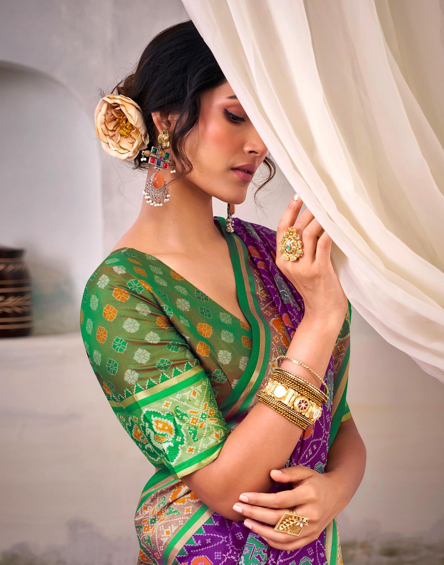 Purple Silk Woven Patola Saree