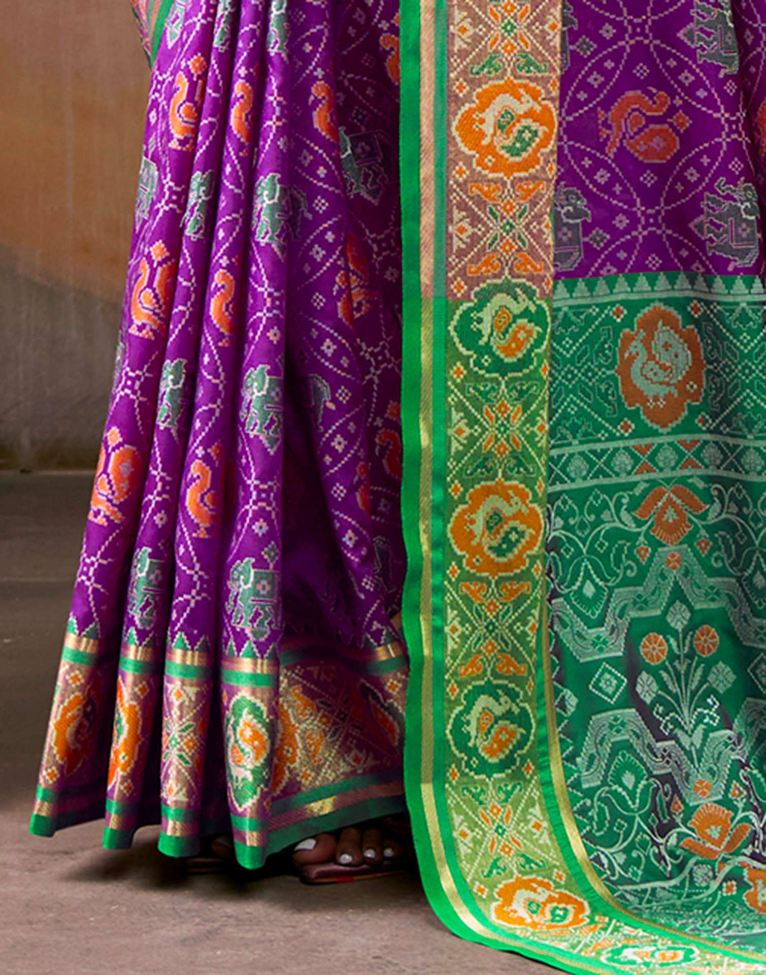 Purple Silk Woven Patola Saree
